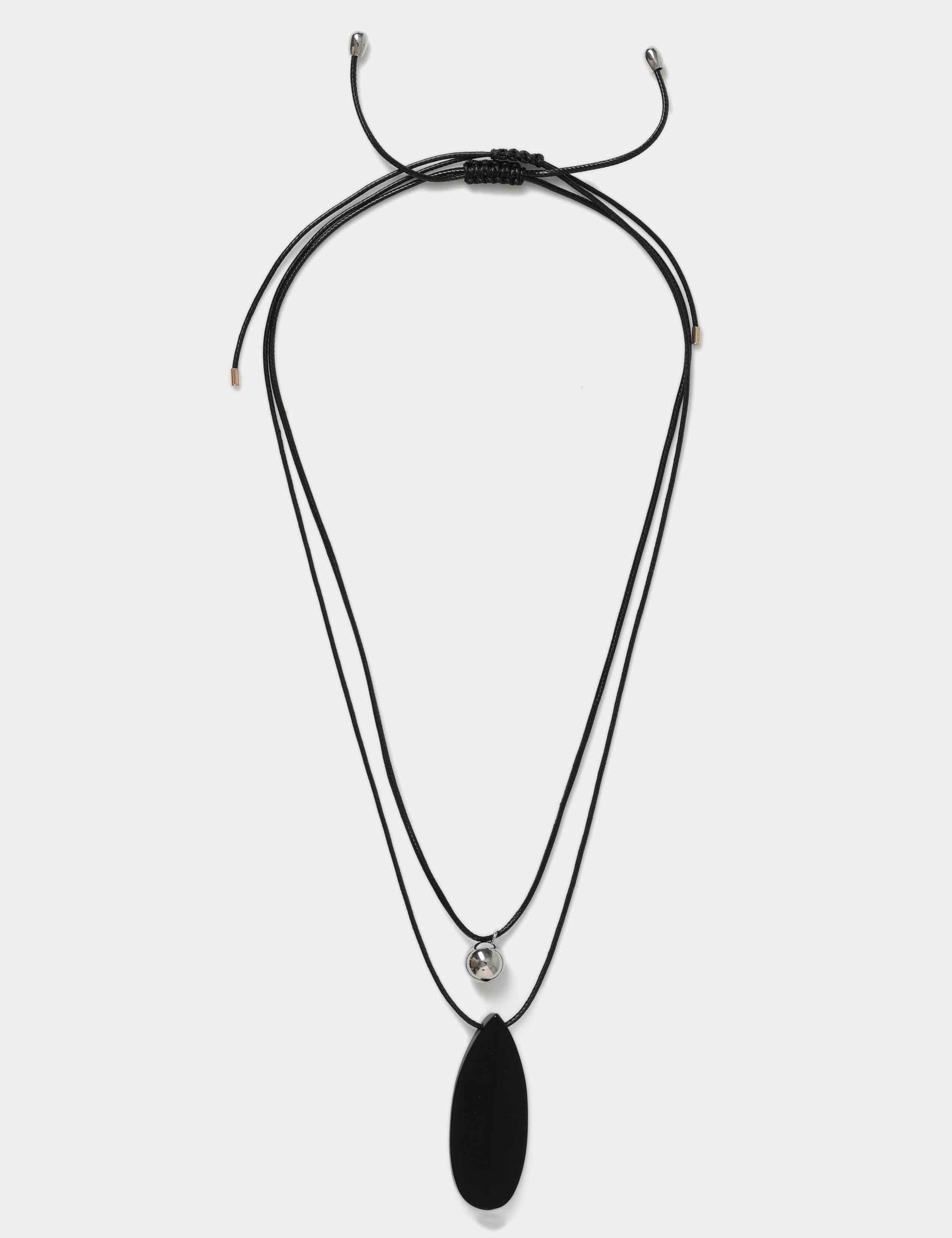 Glass Multi Row Cord Pendant Necklace 1 of 2