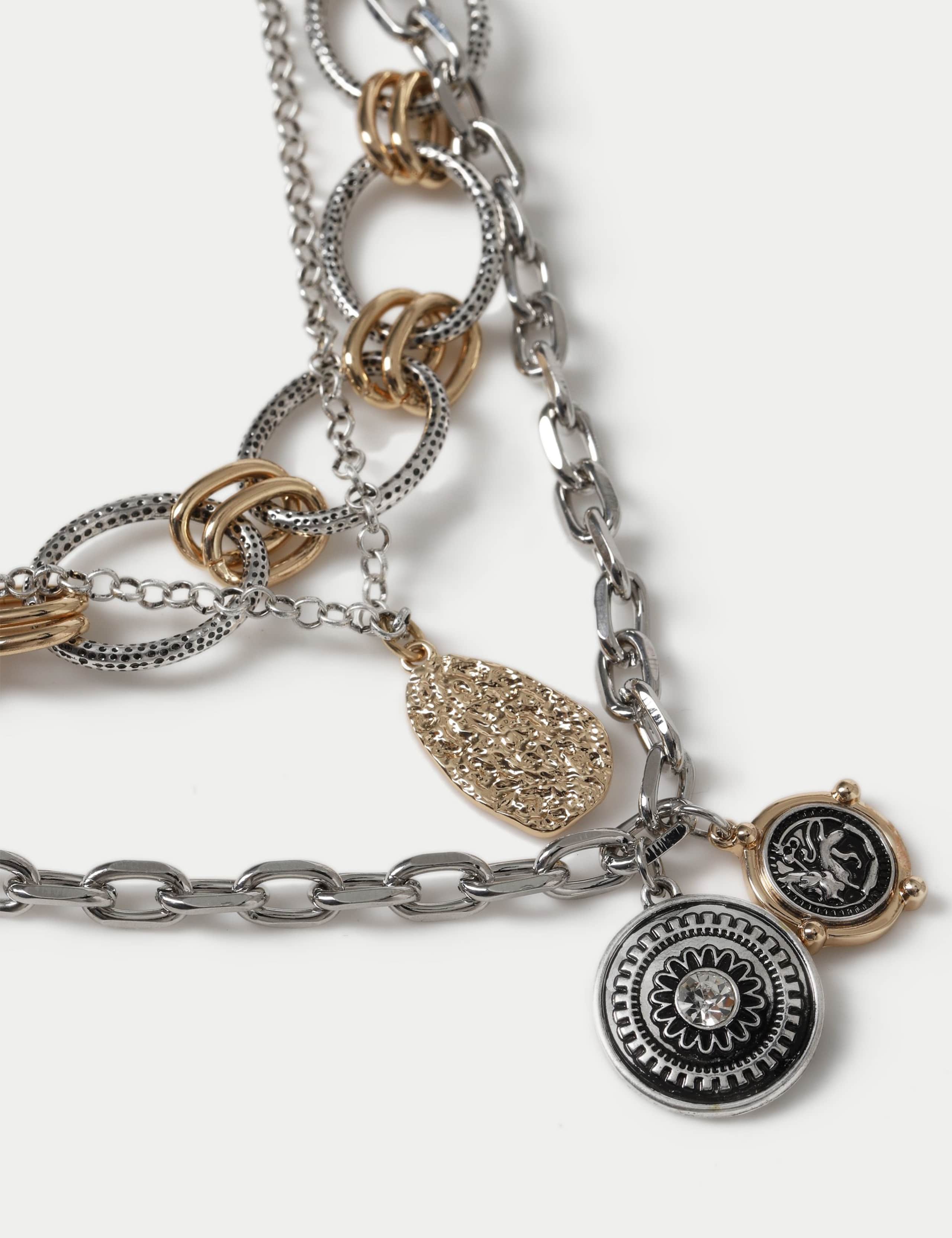 Multi Row Coin Charm Layered Necklace 2 of 2