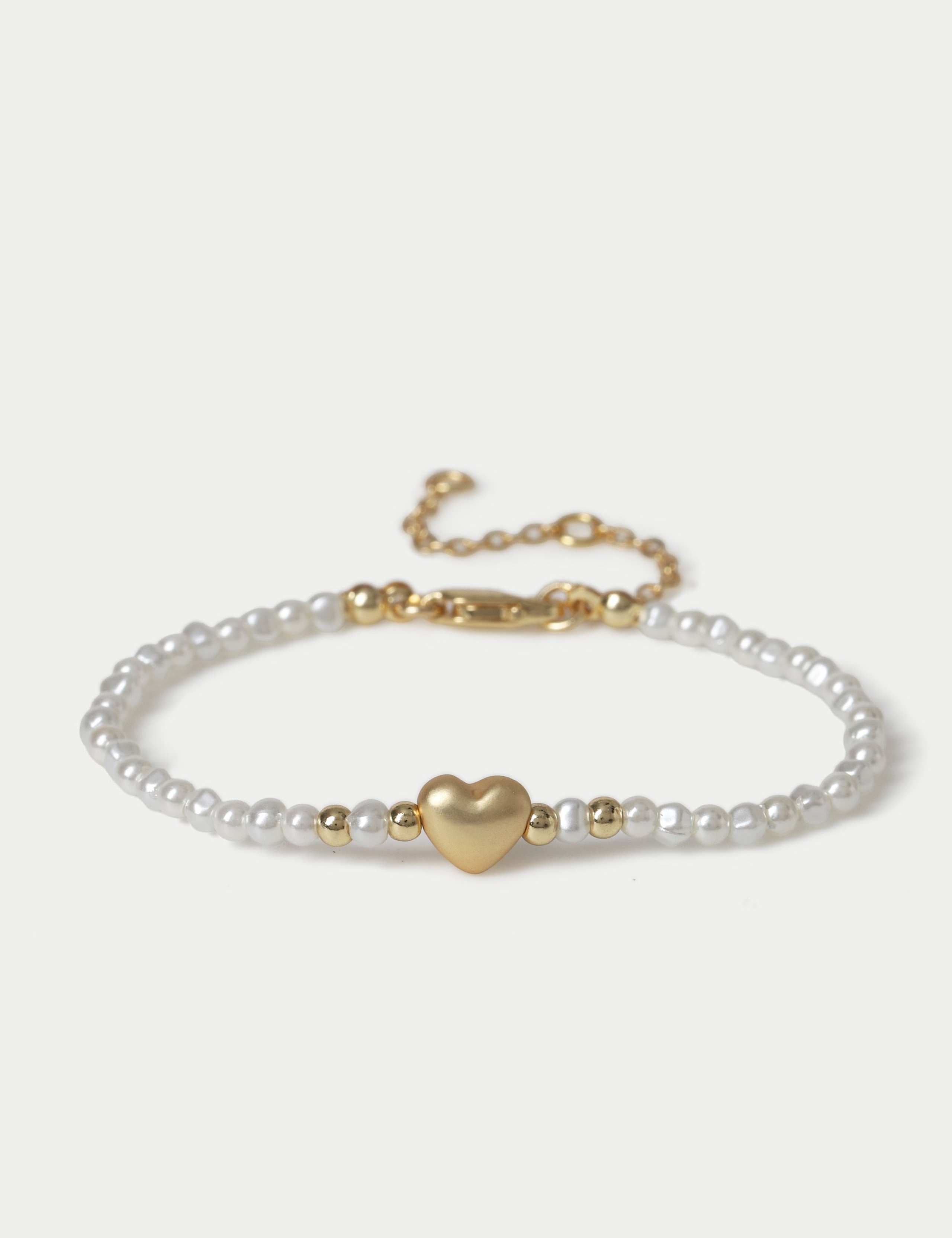 14ct Gold Plated Pearl Heart Bracelet 2 of 2