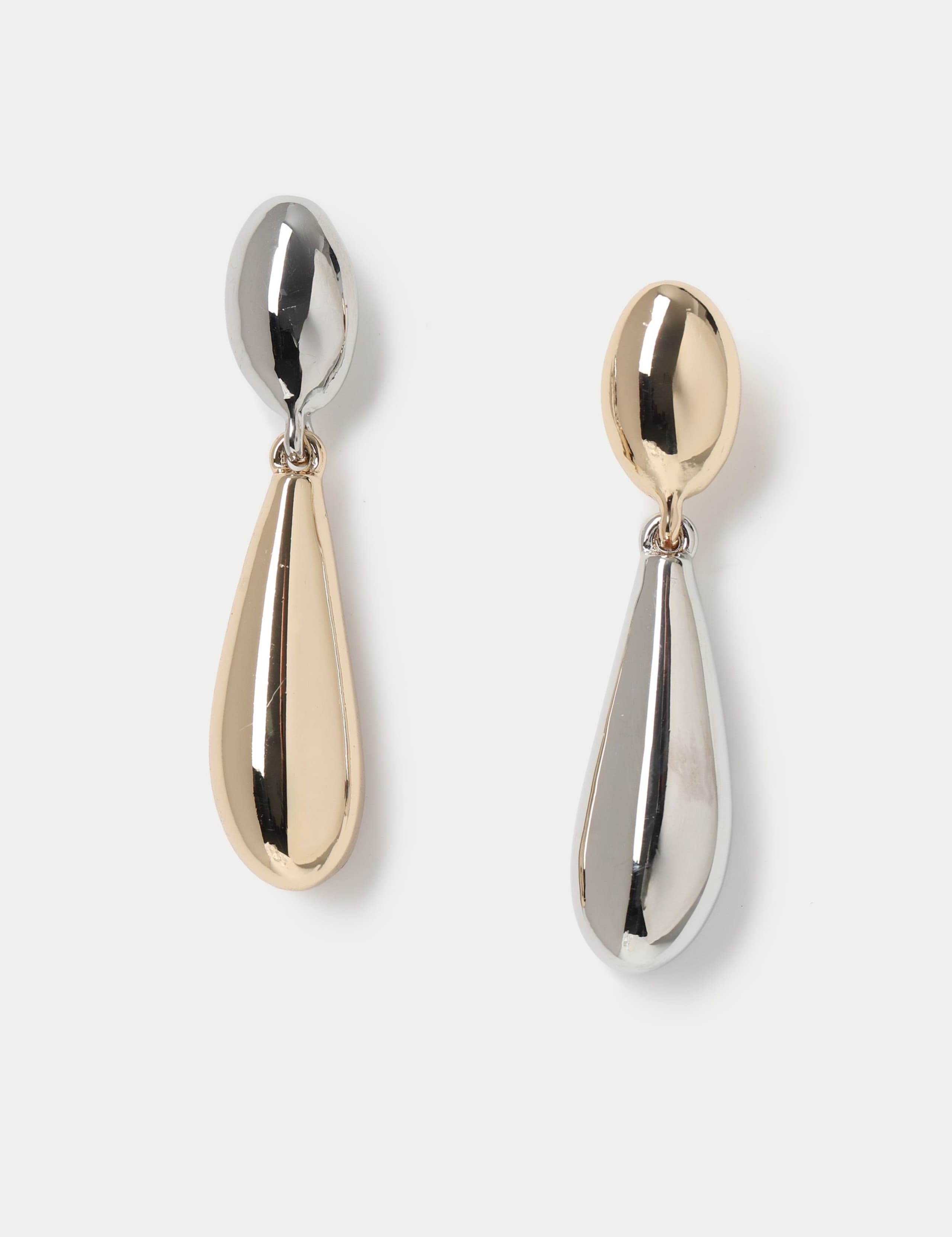 Mixed Metal Tear Drop Earrings 1 of 2