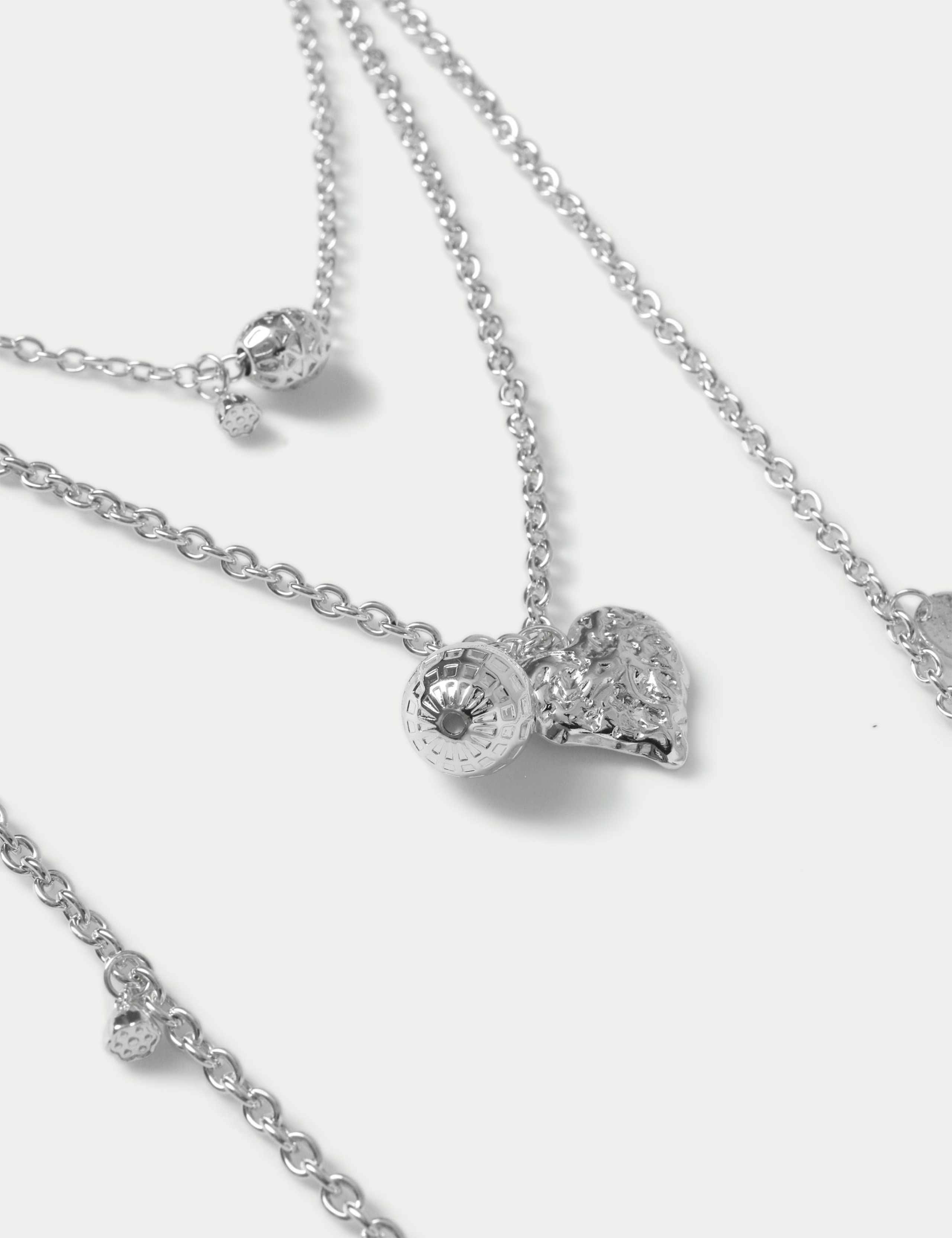 Silver Sphere Multi Row Long Necklace 2 of 3