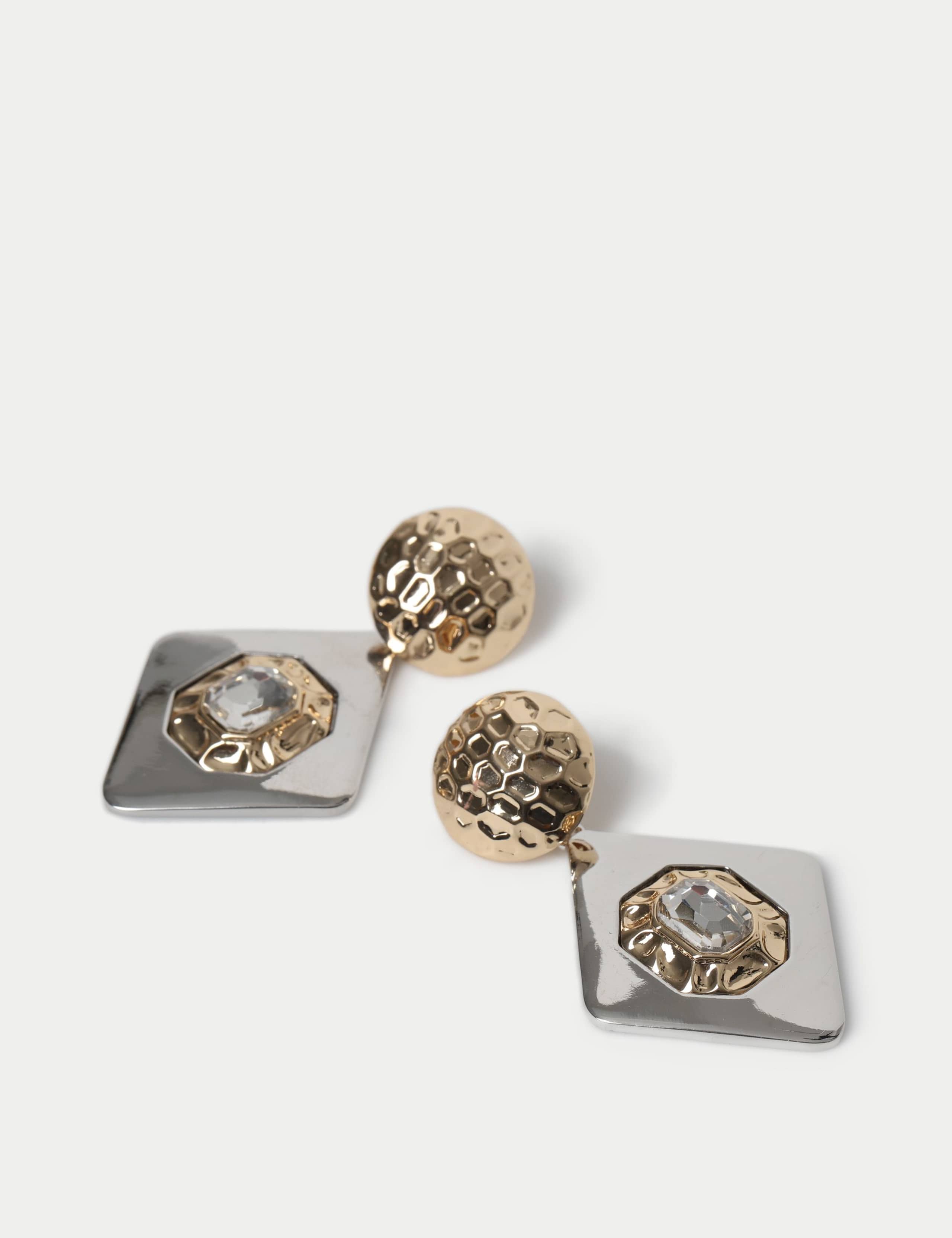 Mixed Metal Embellished Drop Earrings 2 of 2