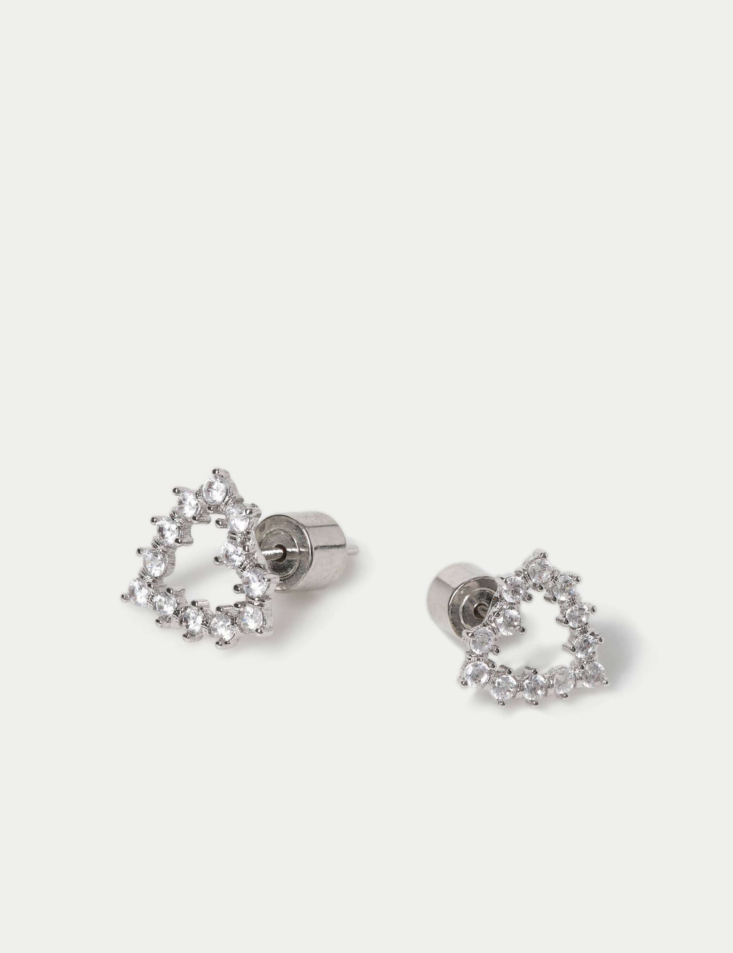 Cubic Zirconia Heart Stud Earrings 2 of 2