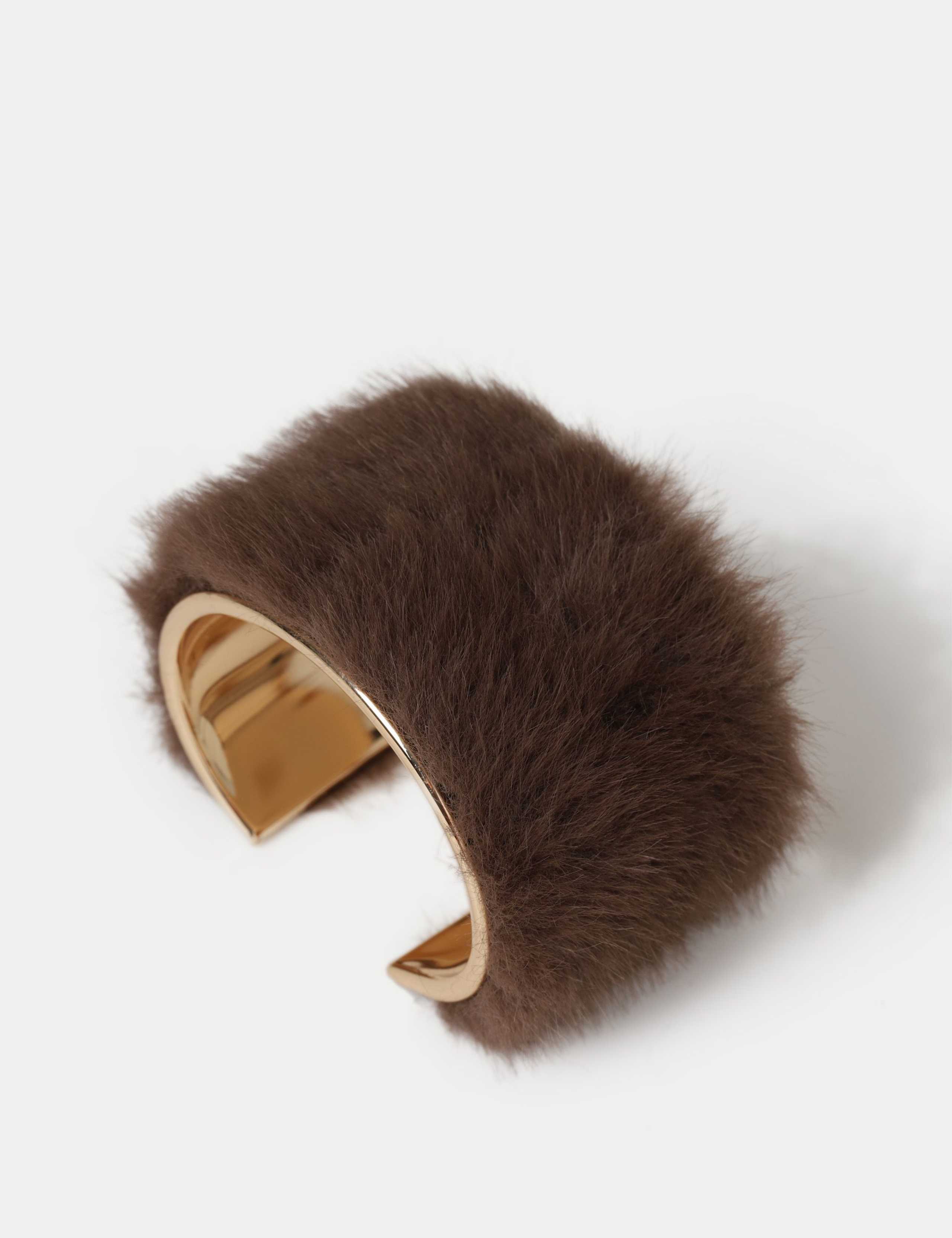 Faux Fur Cuff Bracelet 2 of 2