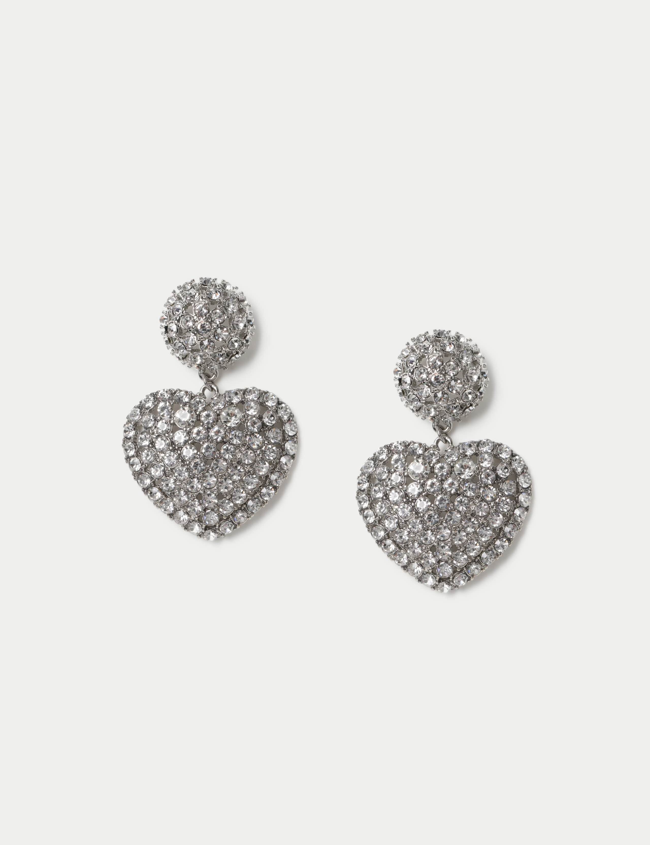 Statement Embellished Heart Earrings 1 of 2
