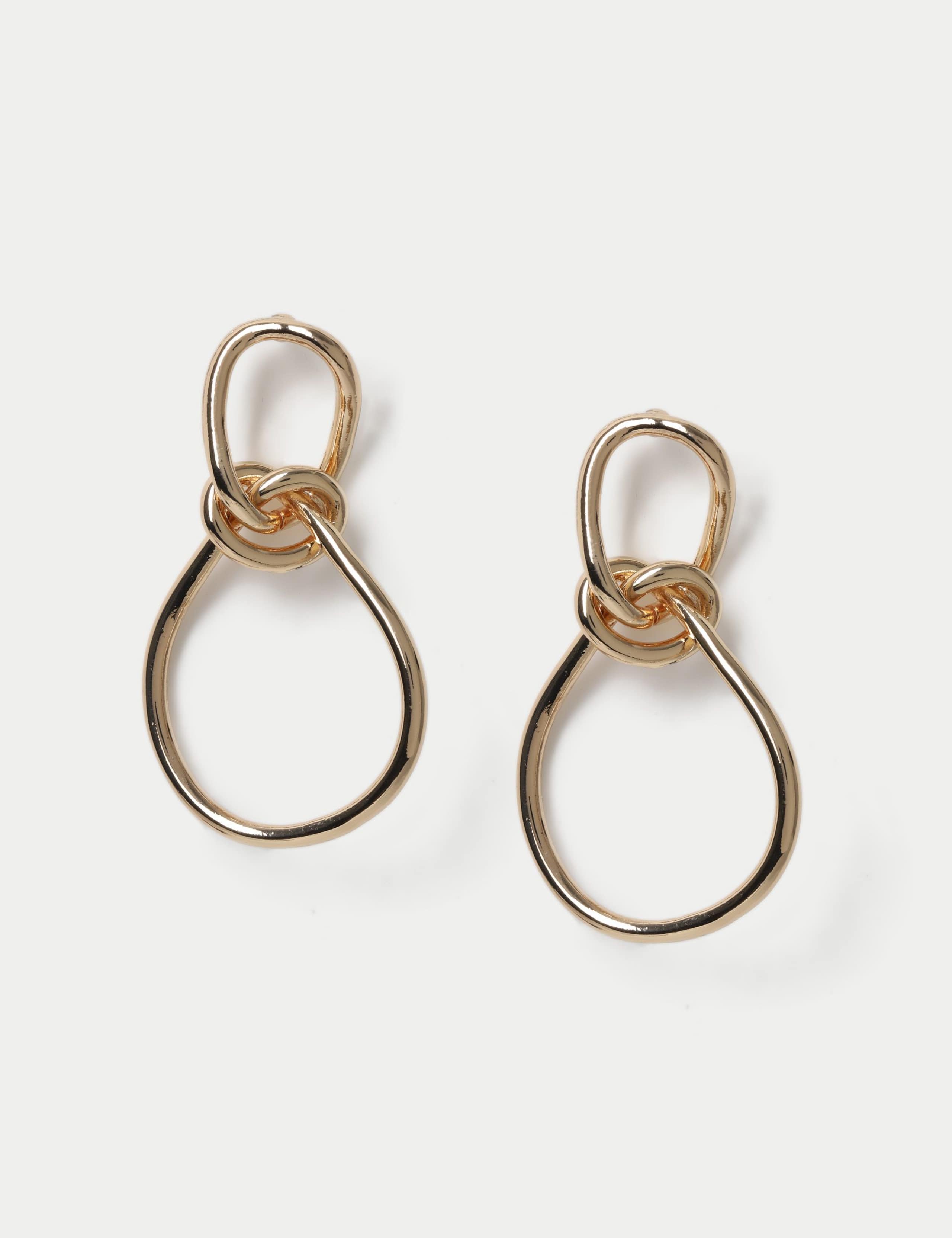 Knot Drop Hoop Earrings 1 of 2