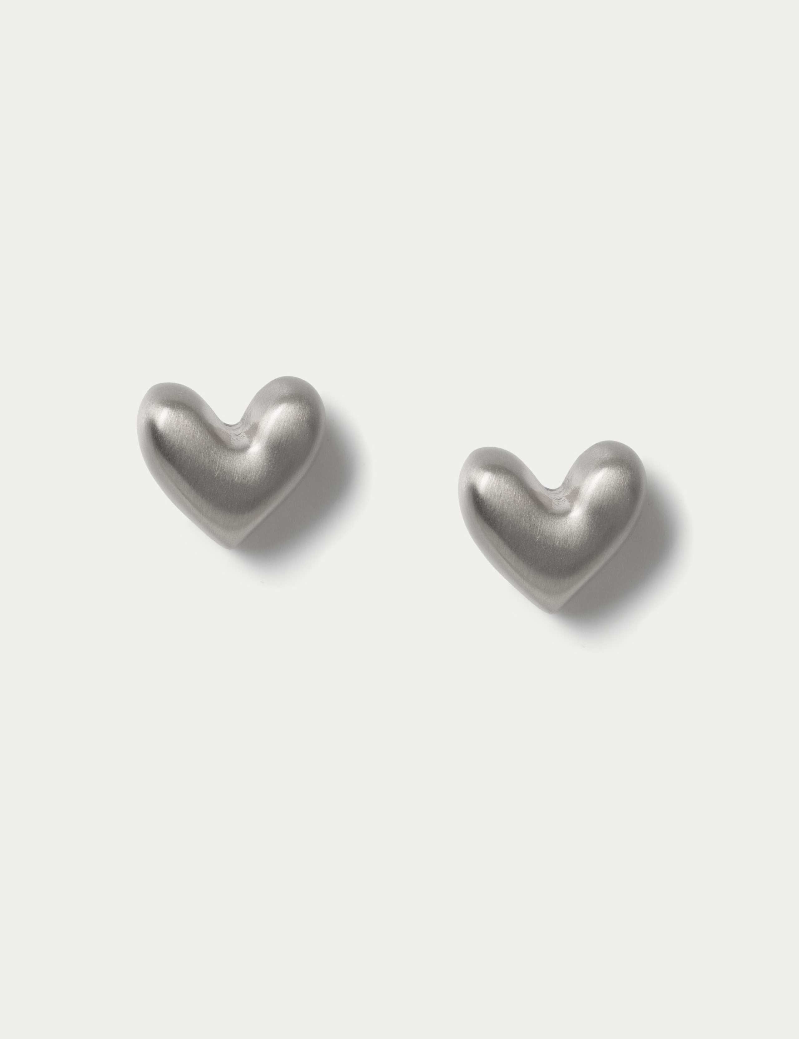 Brushed Heart Stud Earrings 1 of 2