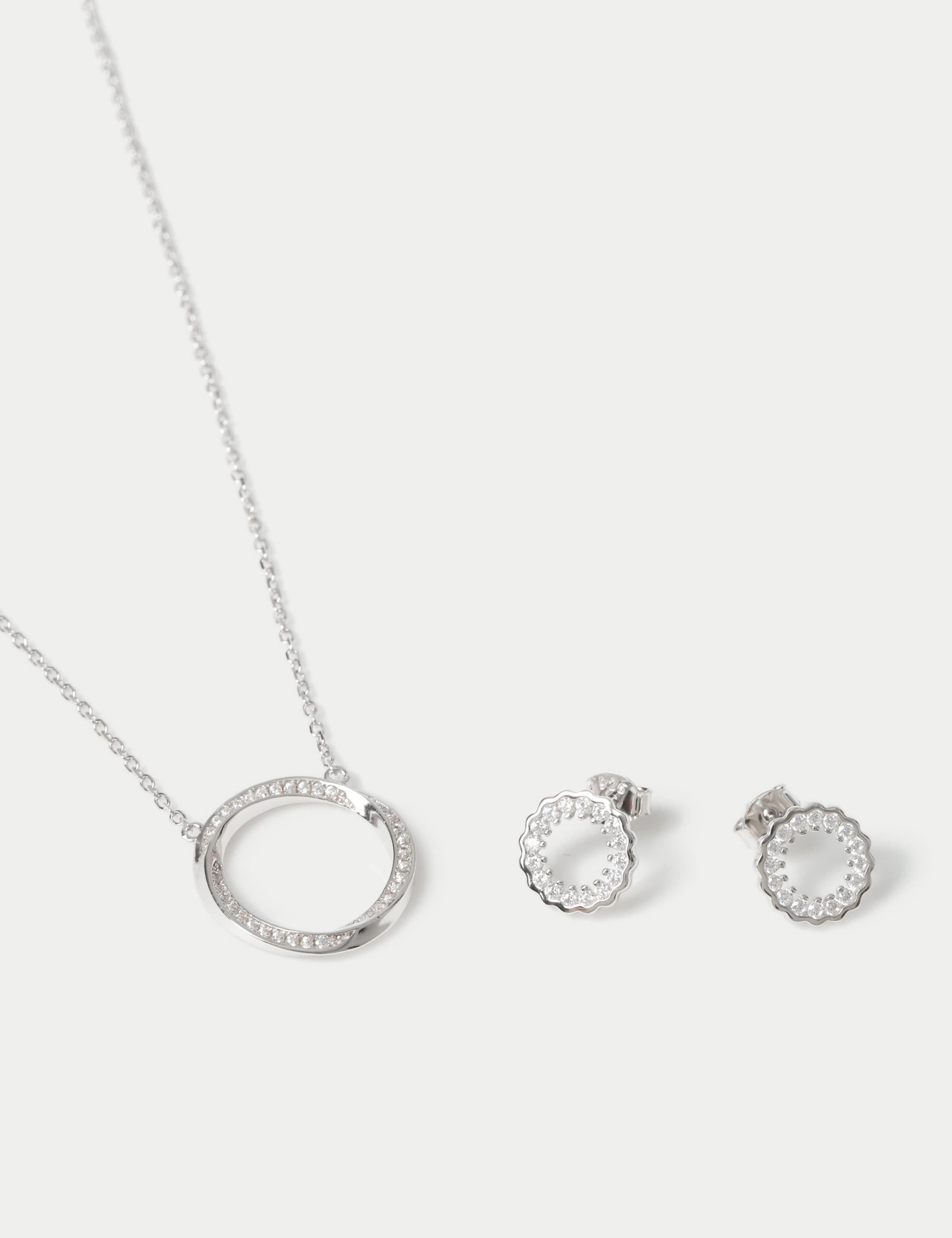 Sterling Silver Earring Necklace Set 1 of 4