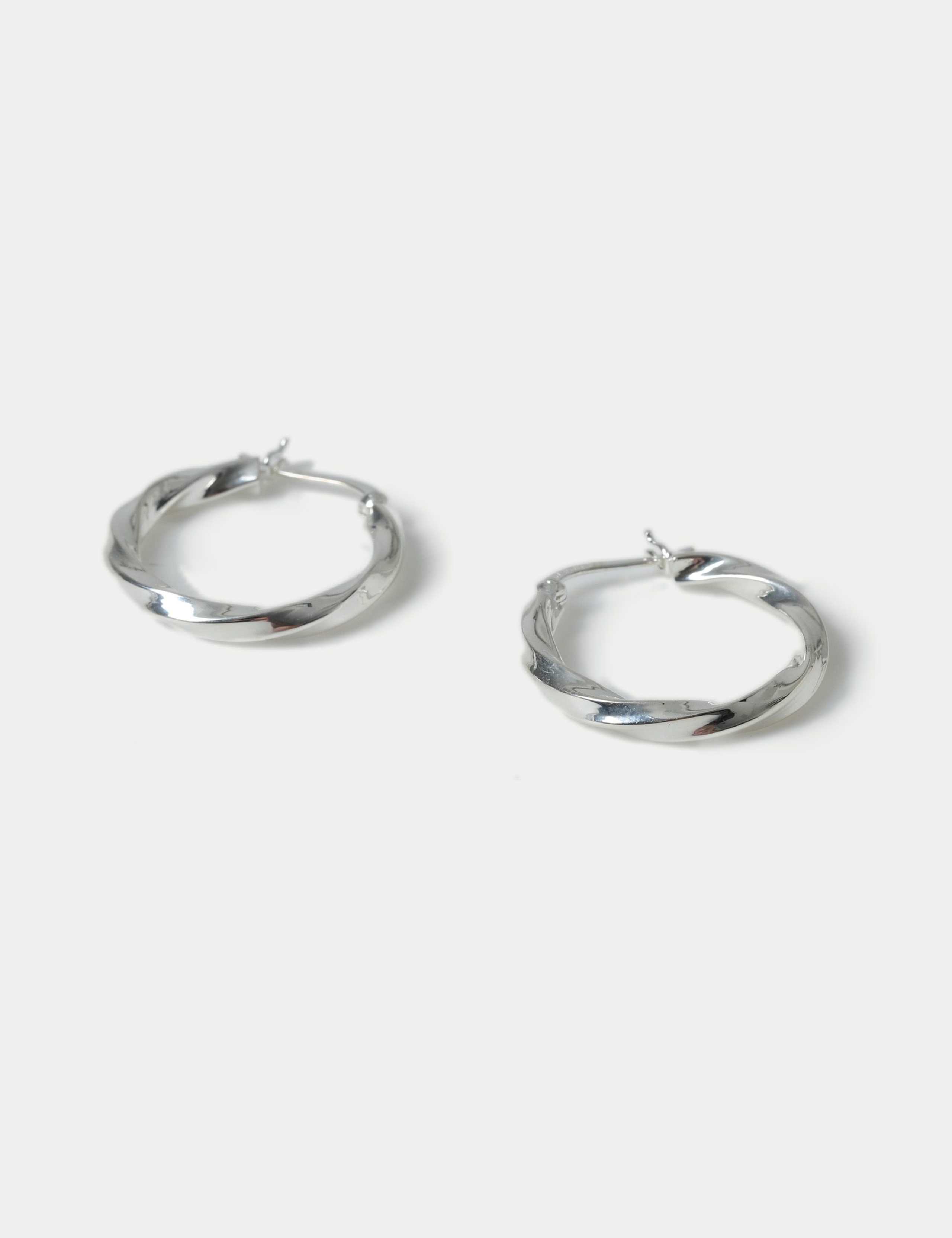 Sterling Silver Twist Hoop Earrings 2 of 2