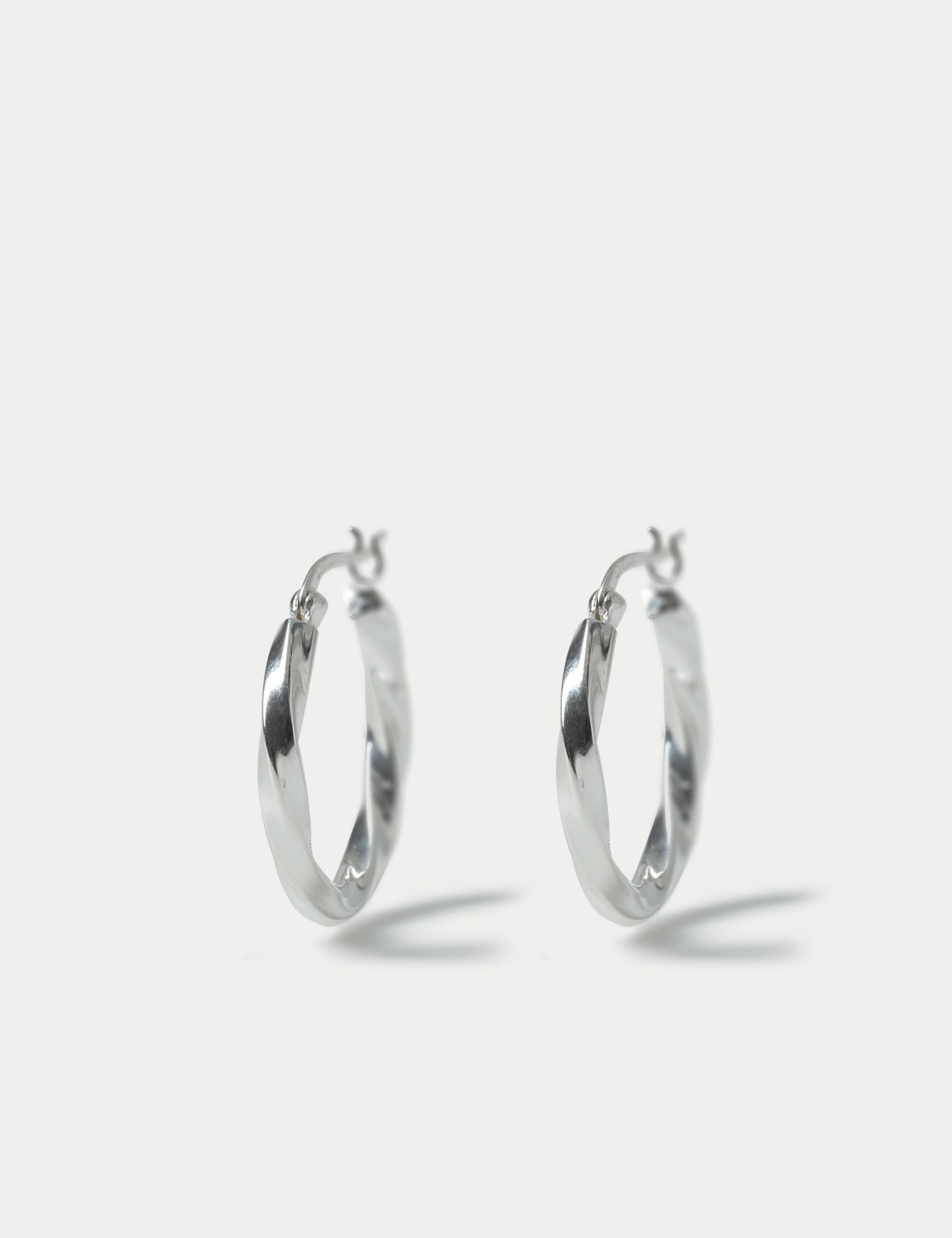 Sterling Silver Twist Hoop Earrings 3 of 3