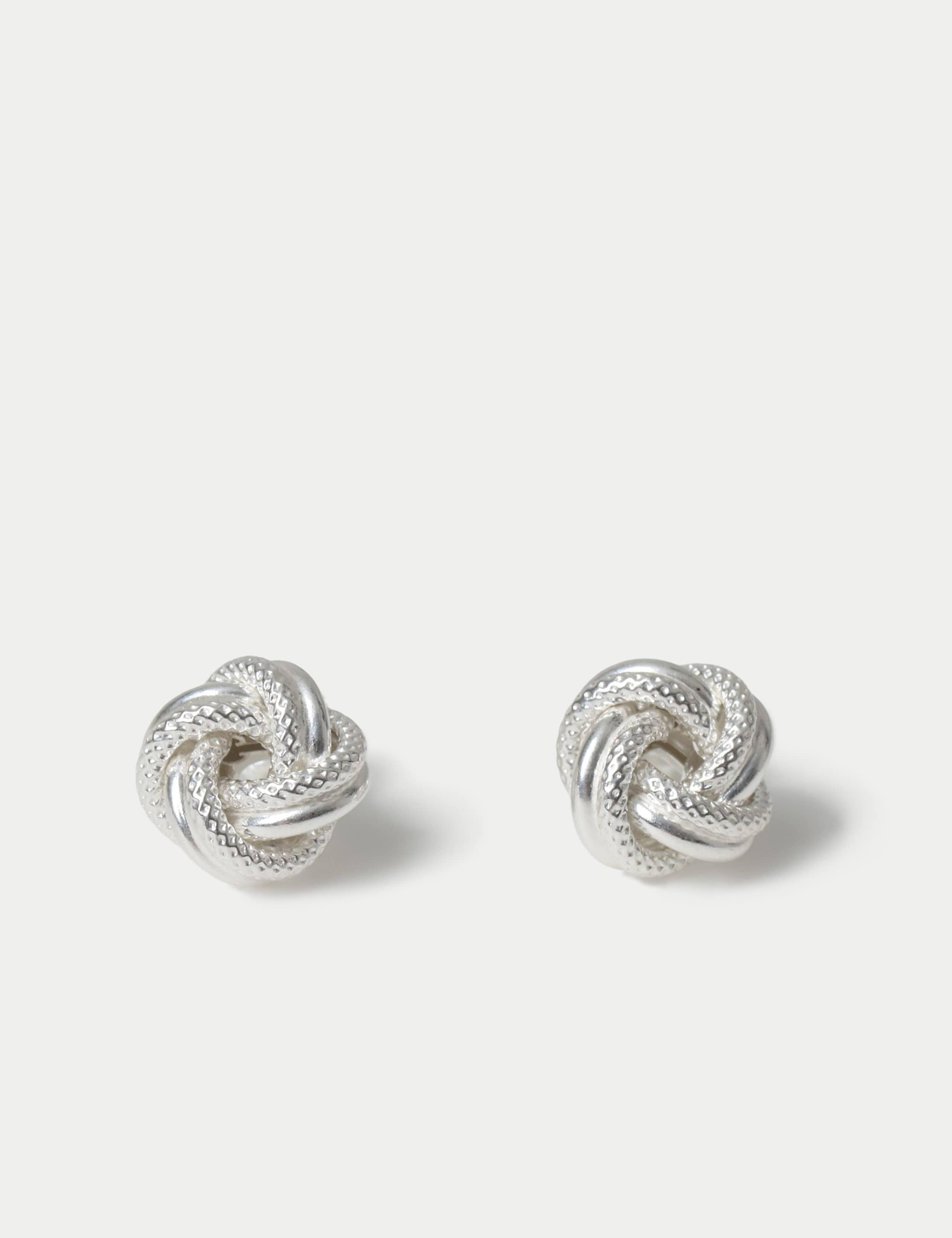 Sterling Silver Knot Stud Earrings 3 of 3