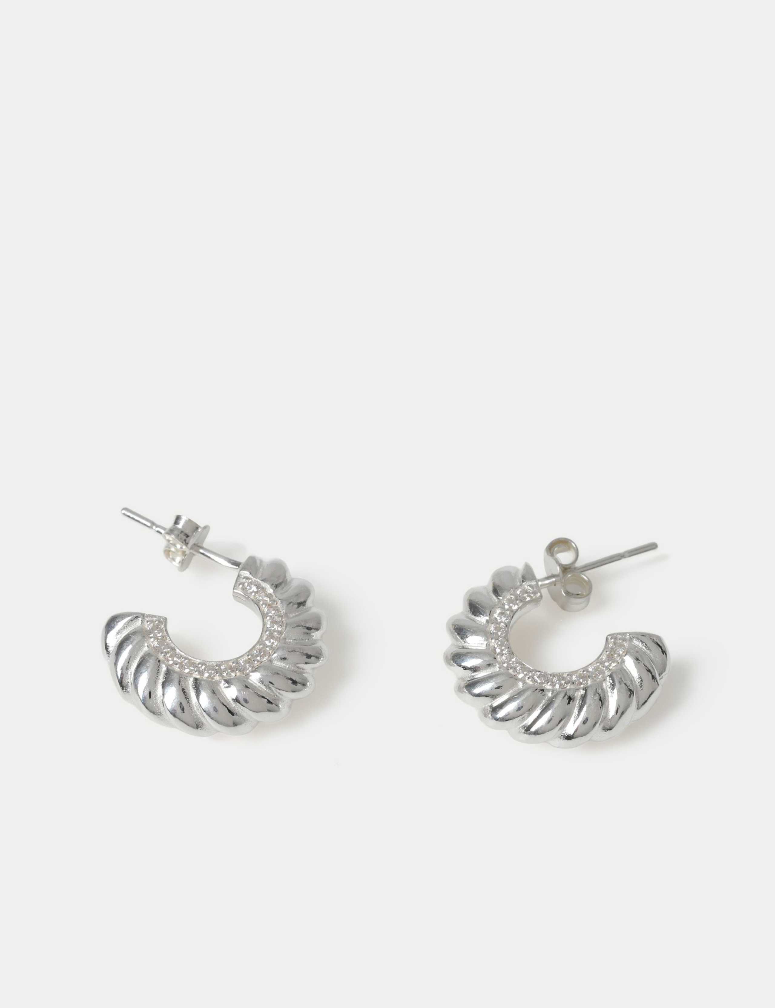 Sterling Silver C Hoop Earrings 2 of 2
