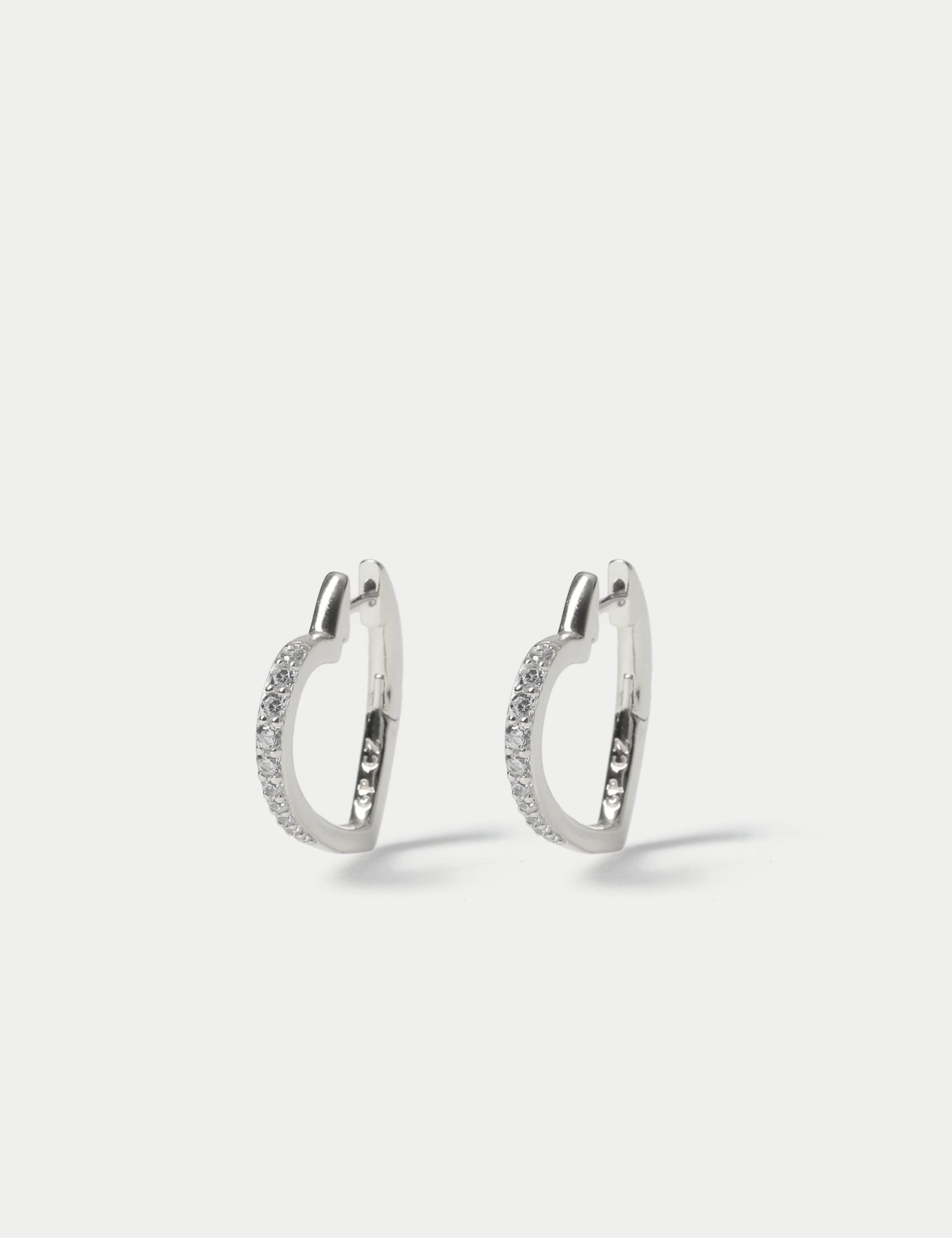 Sterling Silver Heart Hoop Earrings 3 of 3