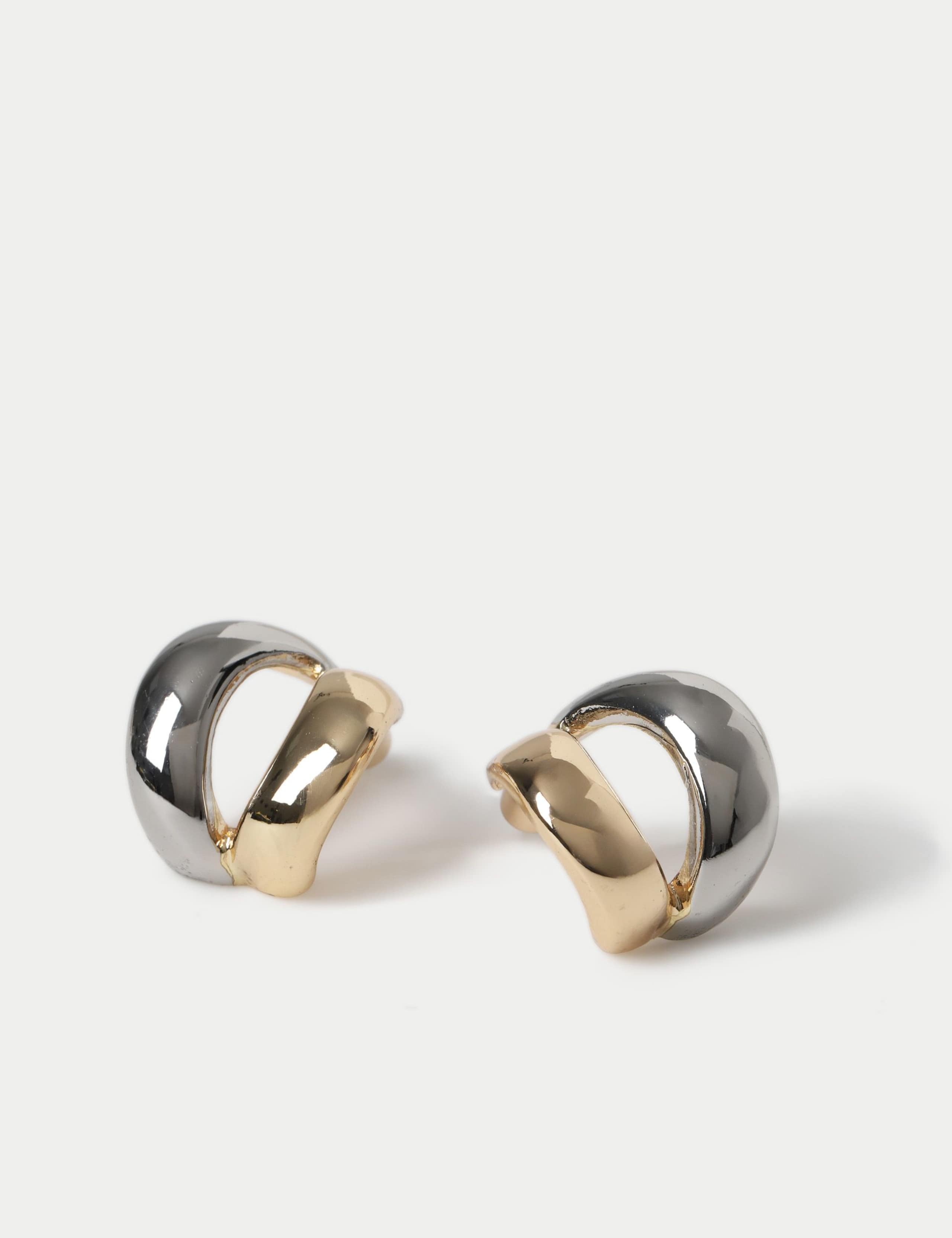 Mixed Metal Open Hoop Earrings 2 of 2