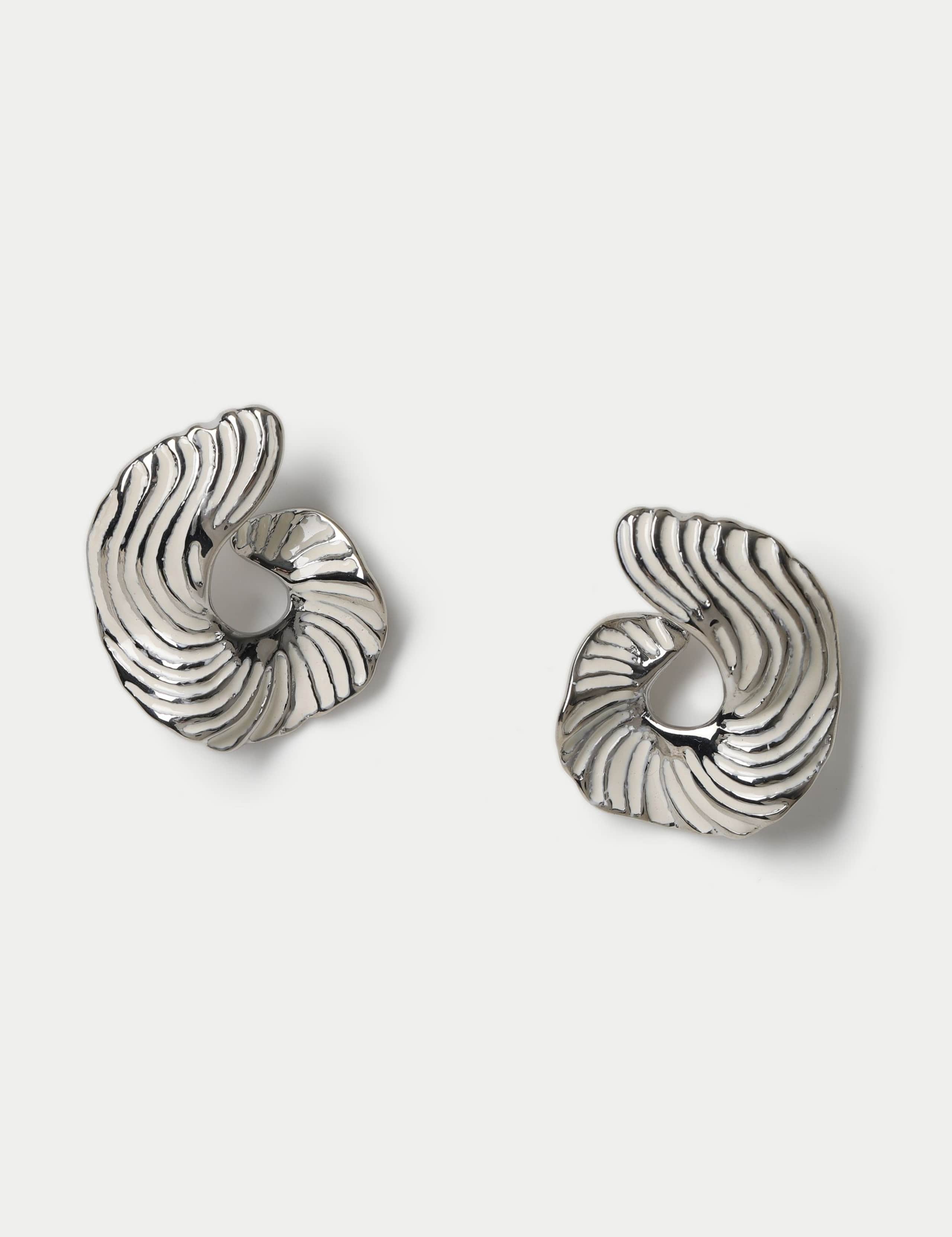 Enamel Zebra Irregular Hoop Earrings 1 of 2