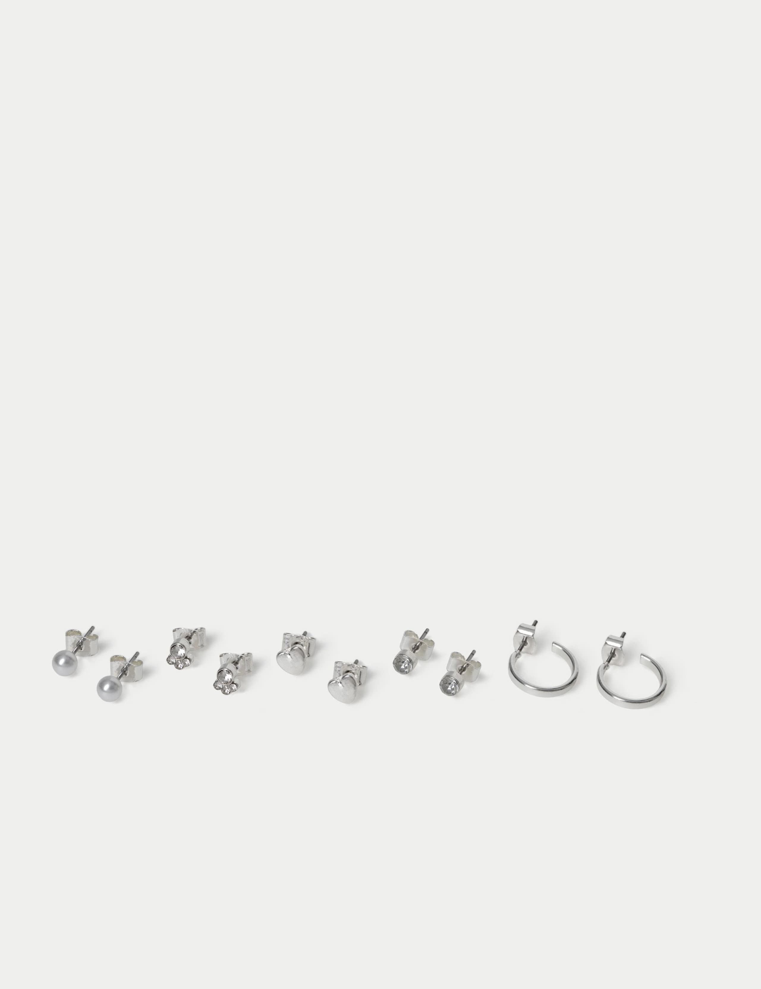 6 Pack Detail Stud Hoop Set 2 of 2