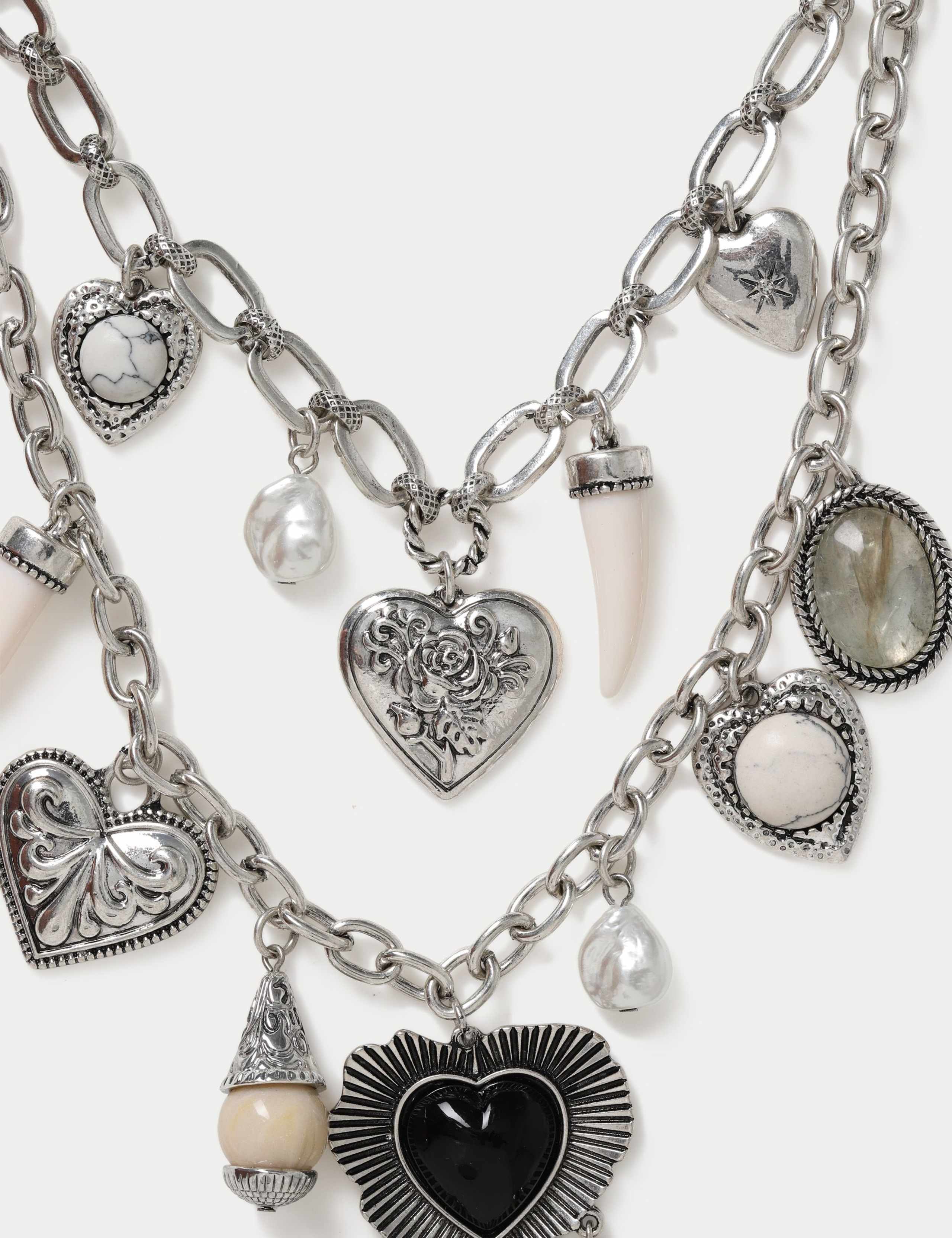 Heart Multi Row Charm Necklace 3 of 3