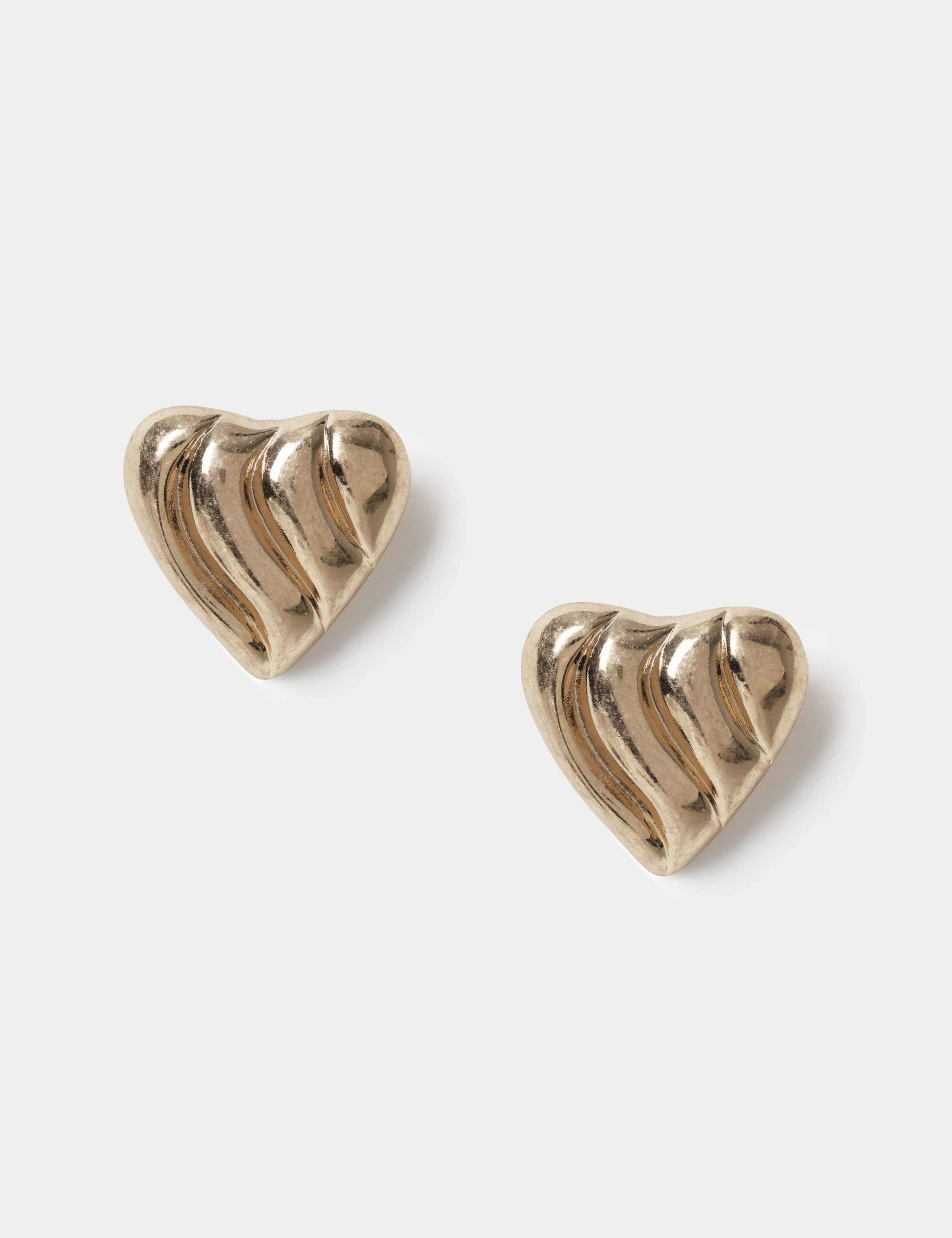 Textured Heart Stud Earrings 1 of 2