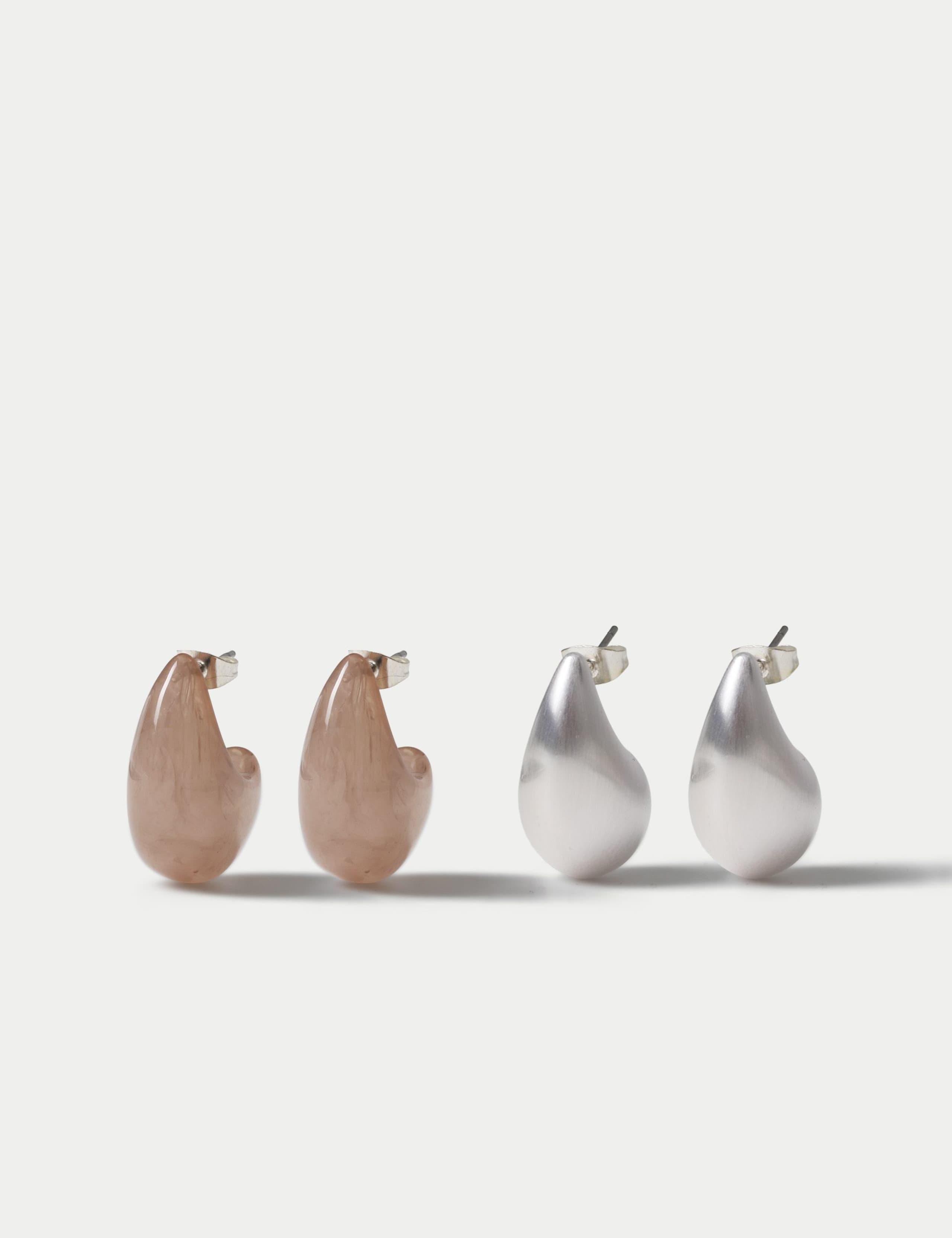 2 Pack Brushed Teardrop Earrings 1 of 2