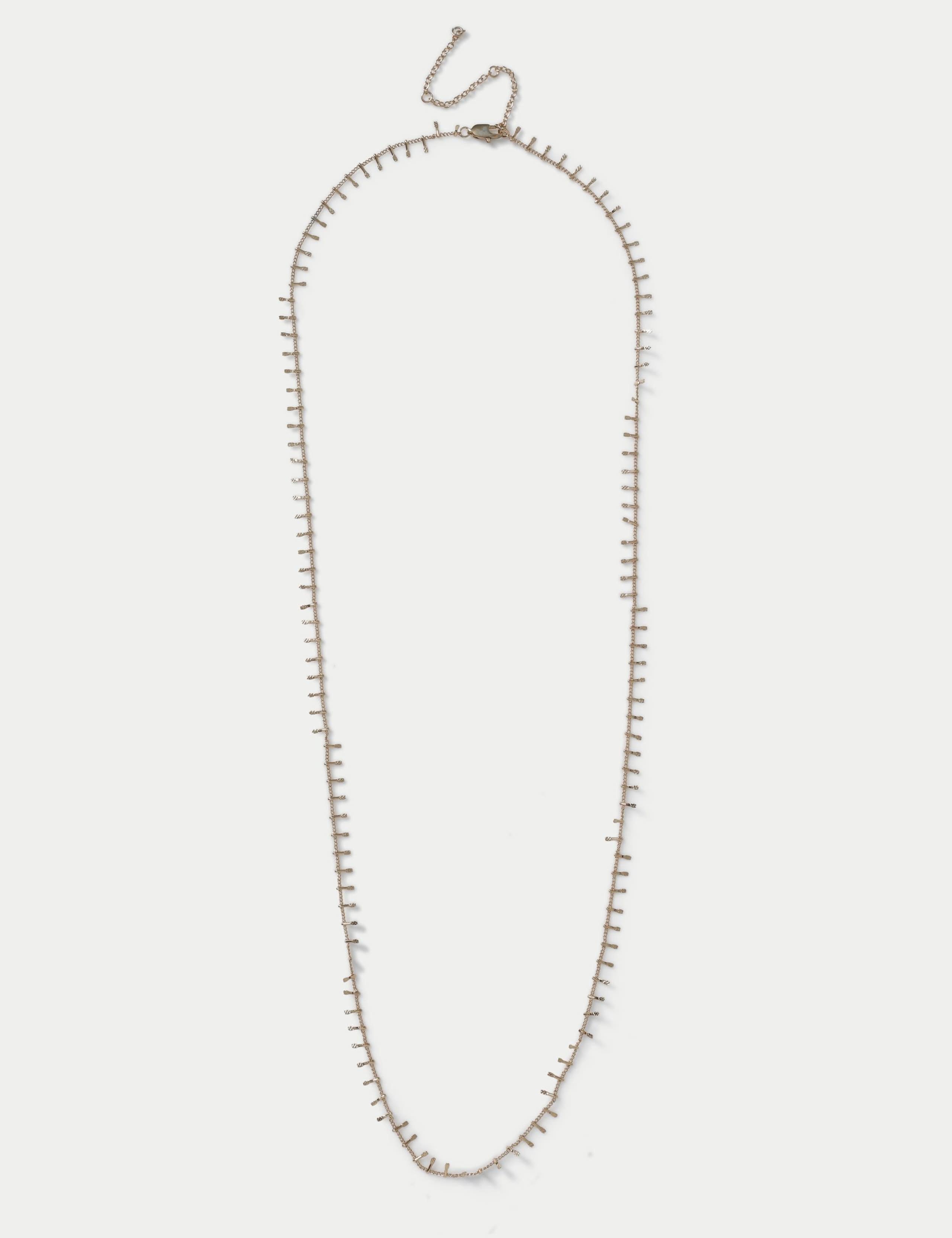 Gold Tone Edge Detail Long Necklace 1 of 2