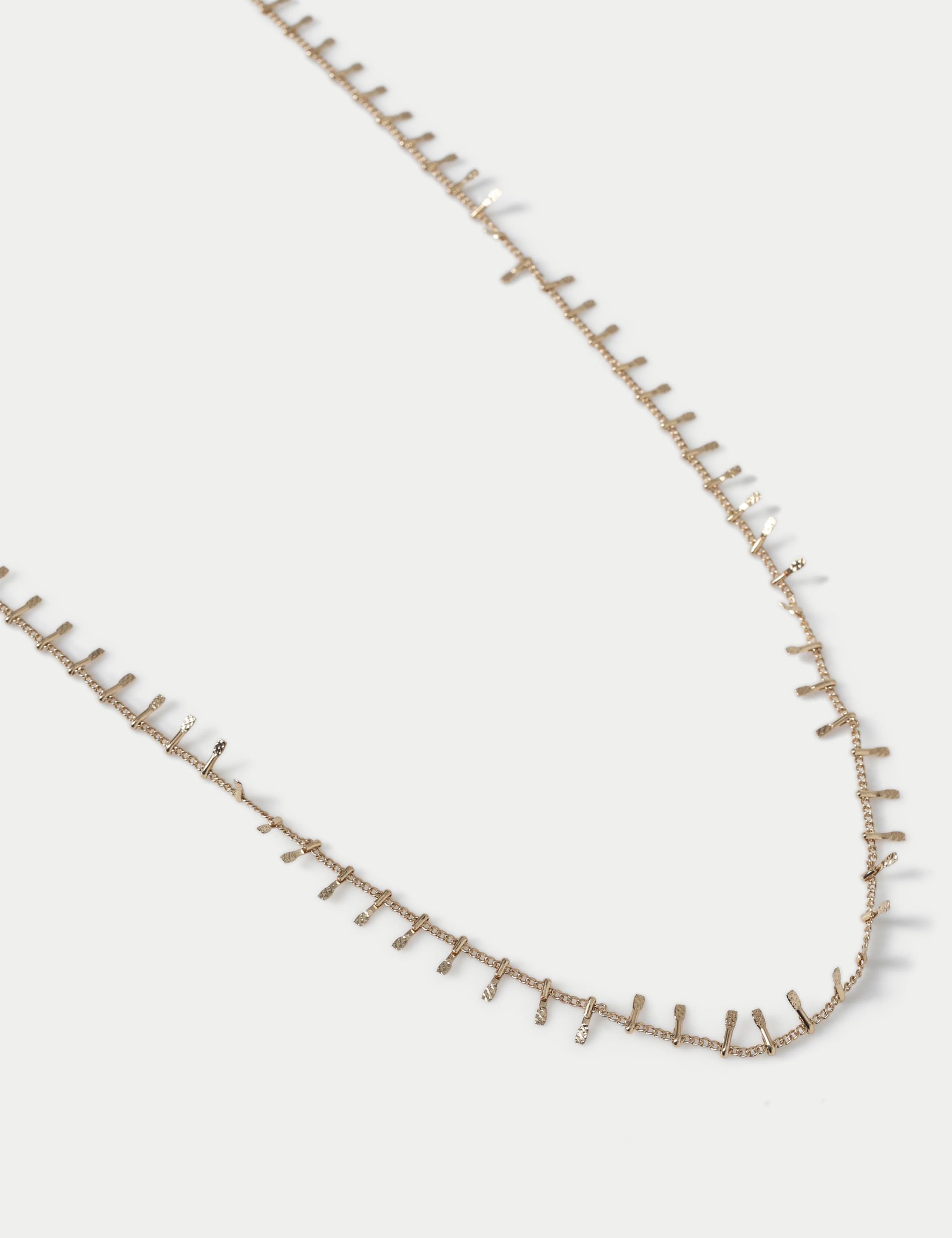 Gold Tone Edge Detail Long Necklace 2 of 2