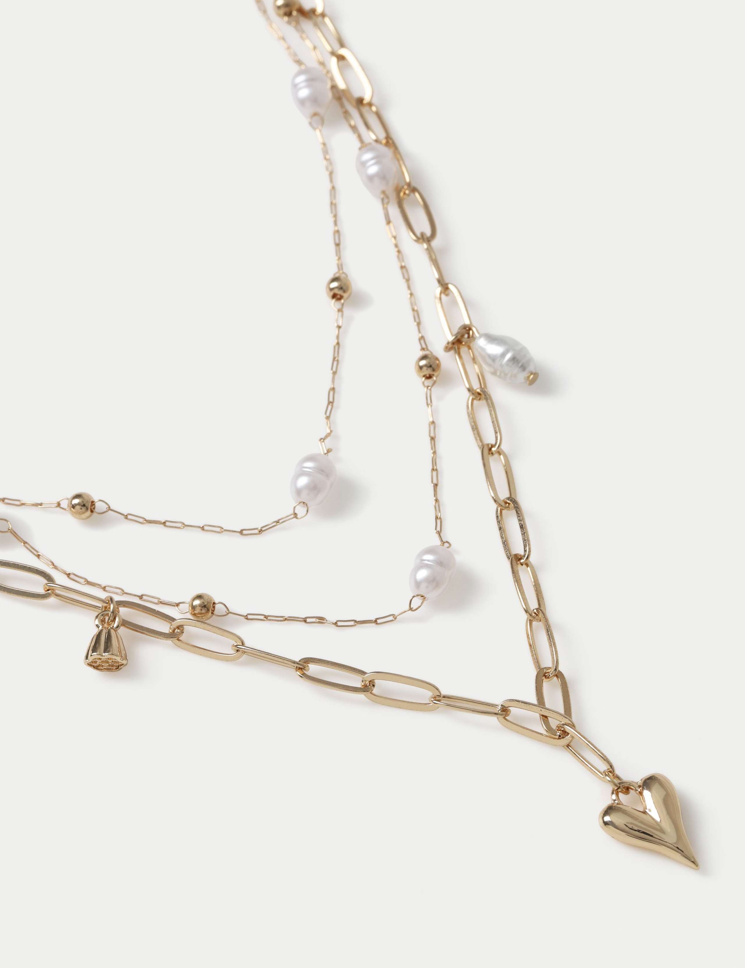 Multirow Pearl Heart Necklace 2 of 2