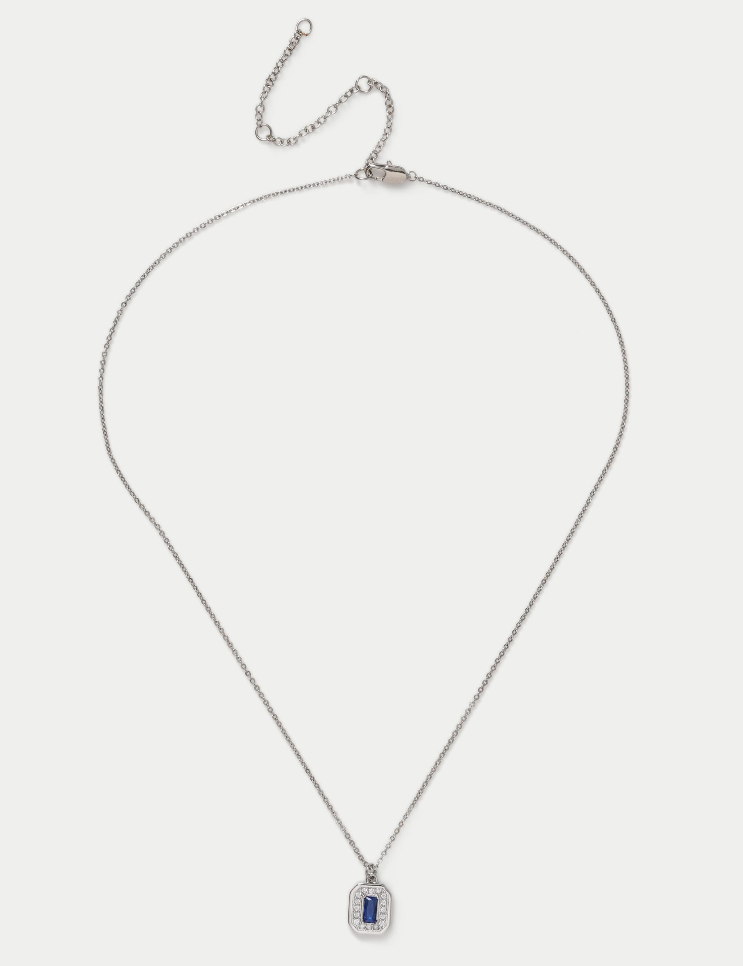 Platinum Plated Rectangle Necklace 1 of 2