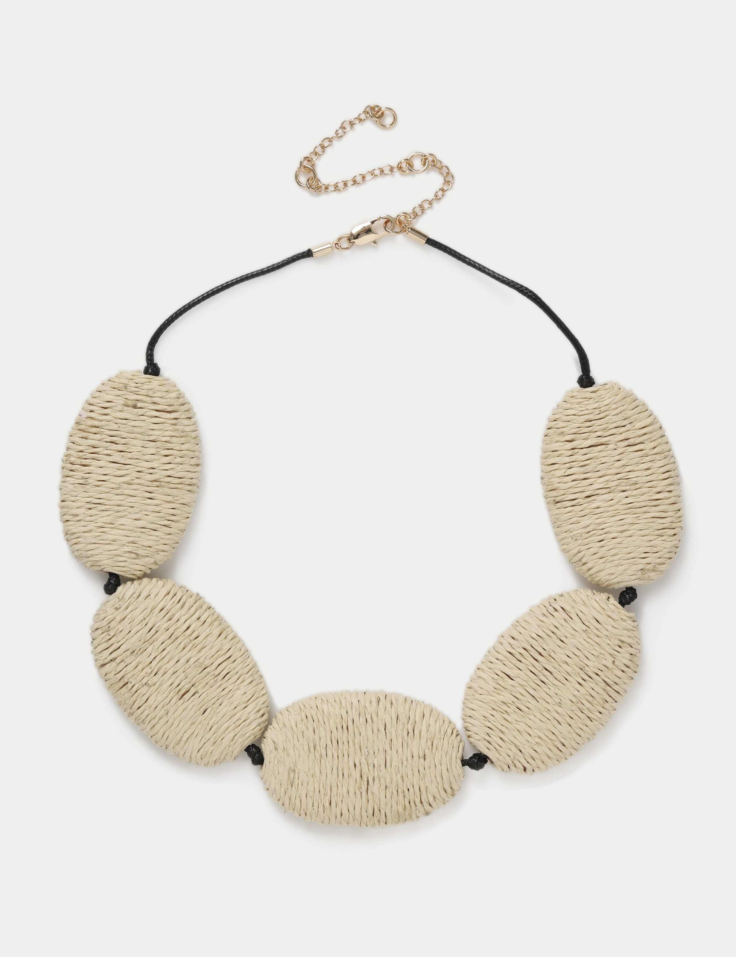 Raffia Oval Wrapped Necklace 1 of 2