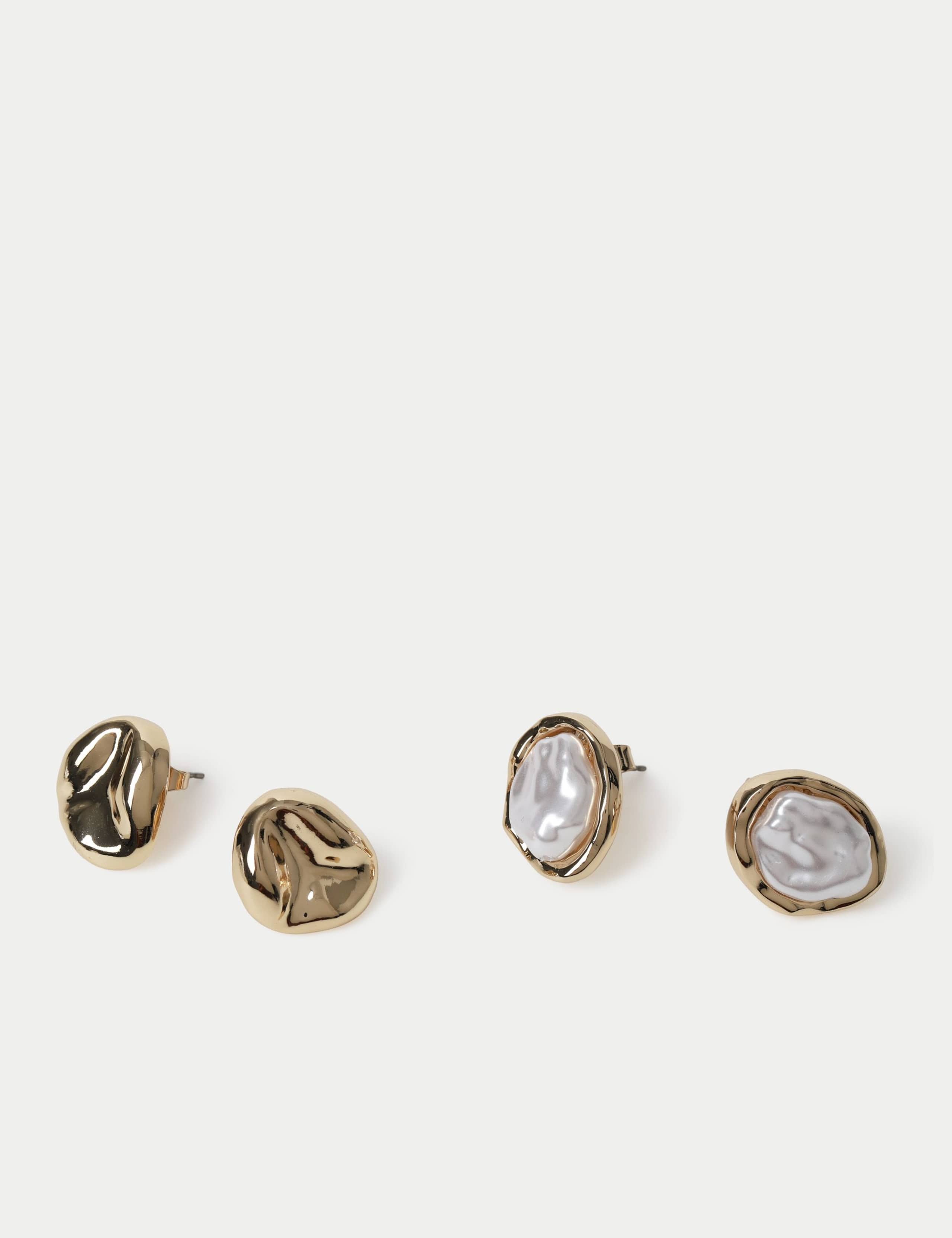 2 Pk Pearl Molten Stud Earrings 2 of 2