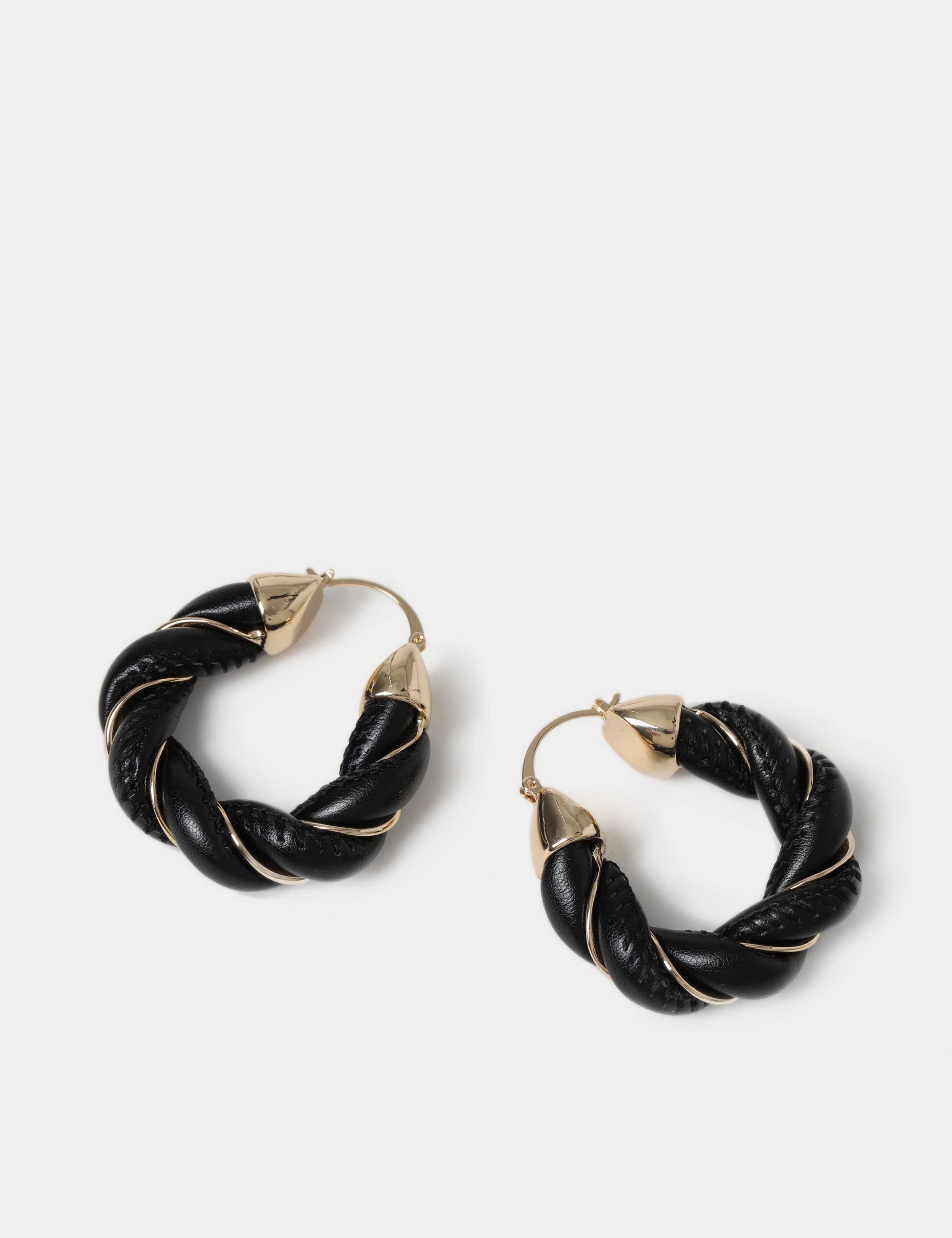 Faux Leather and Chain Hoop Earrings 2 of 2