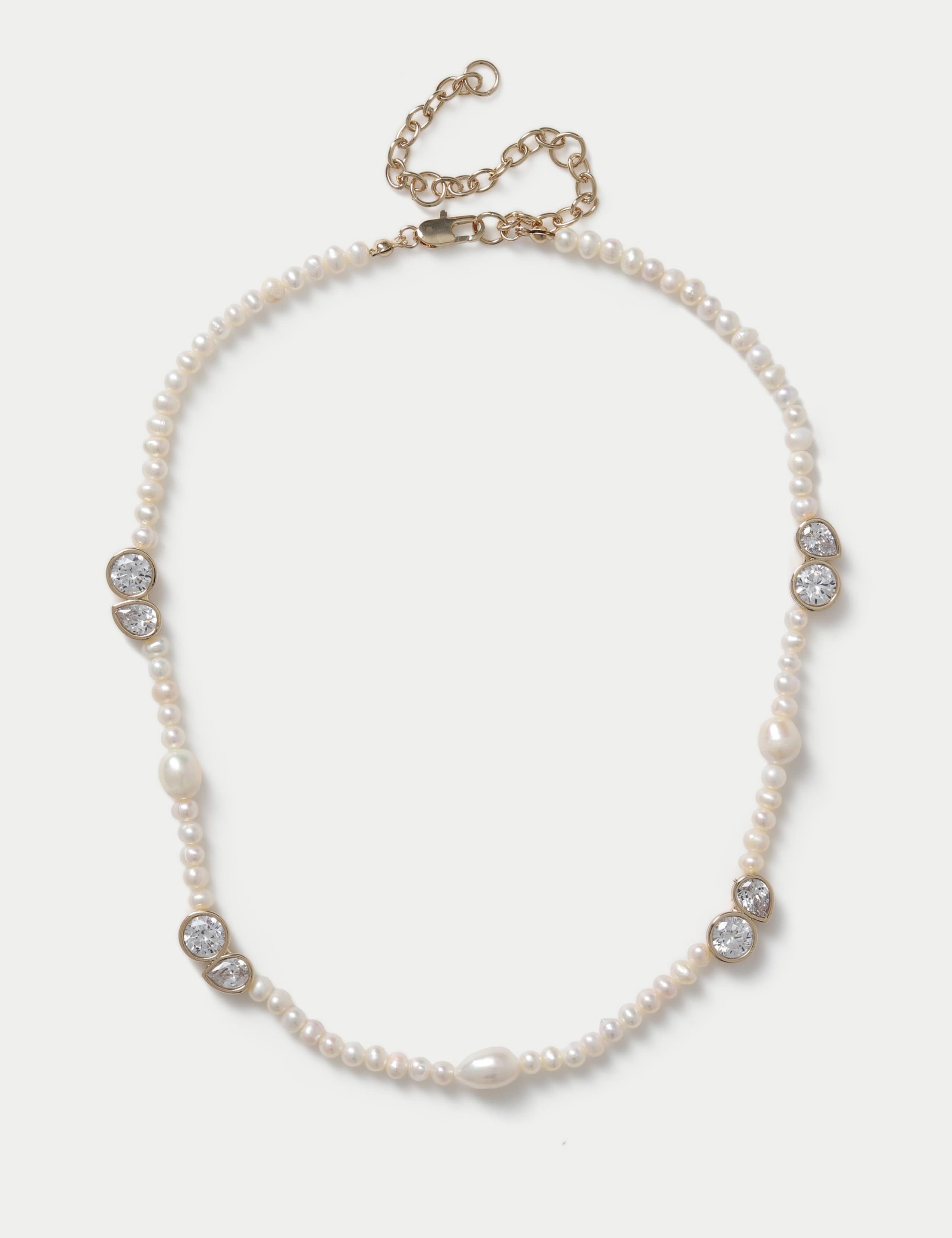 Freshwater Pearl Cubic Zirconia Necklace 1 of 2