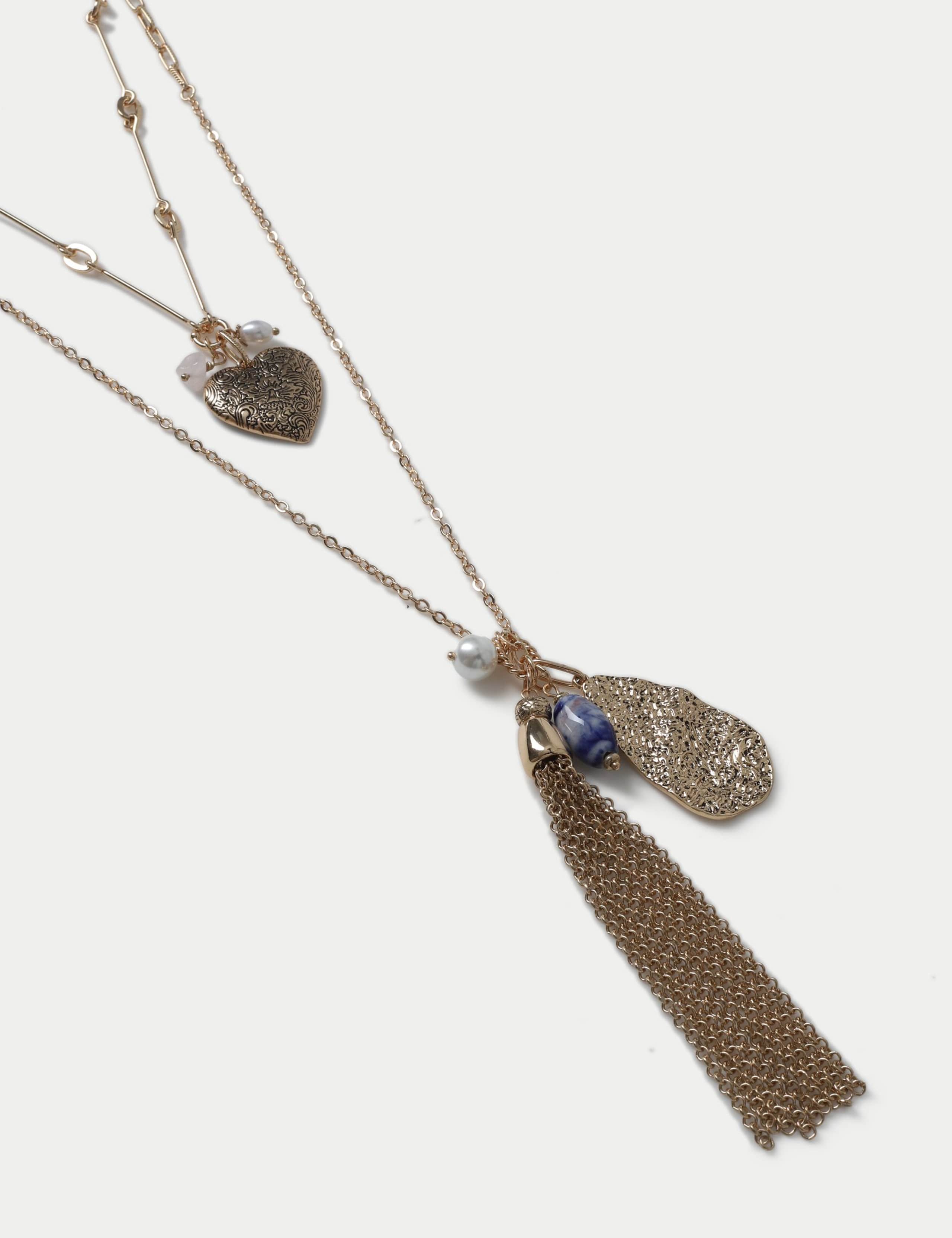 Heart Tassel Multirow Necklace 2 of 3