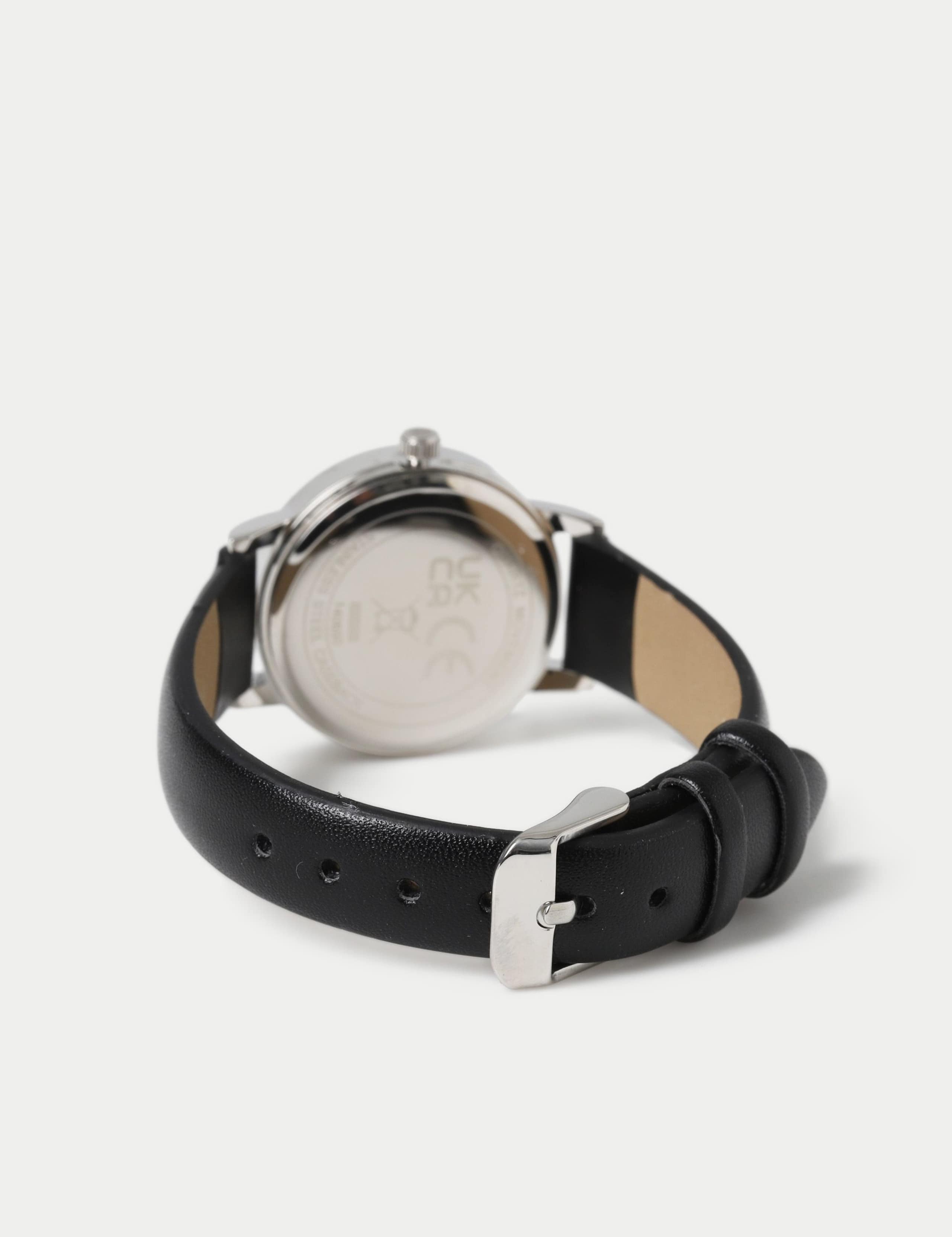 Minimalist Faux Leather Strap Watch 2 of 3