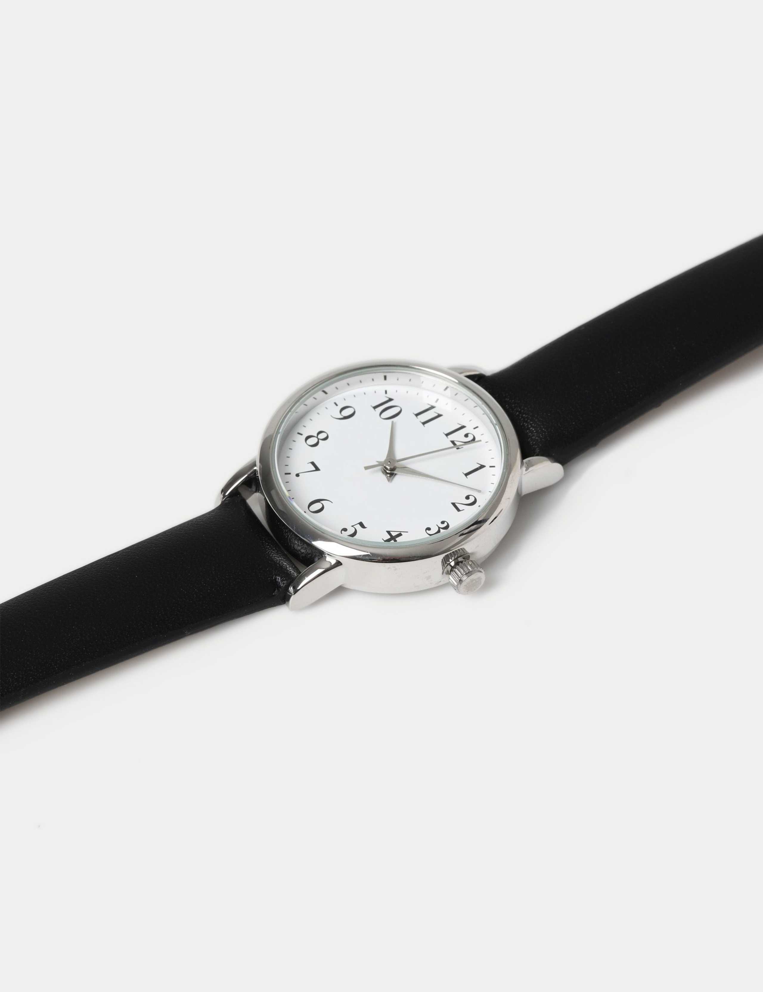 Minimalist Faux Leather Strap Watch 3 of 3