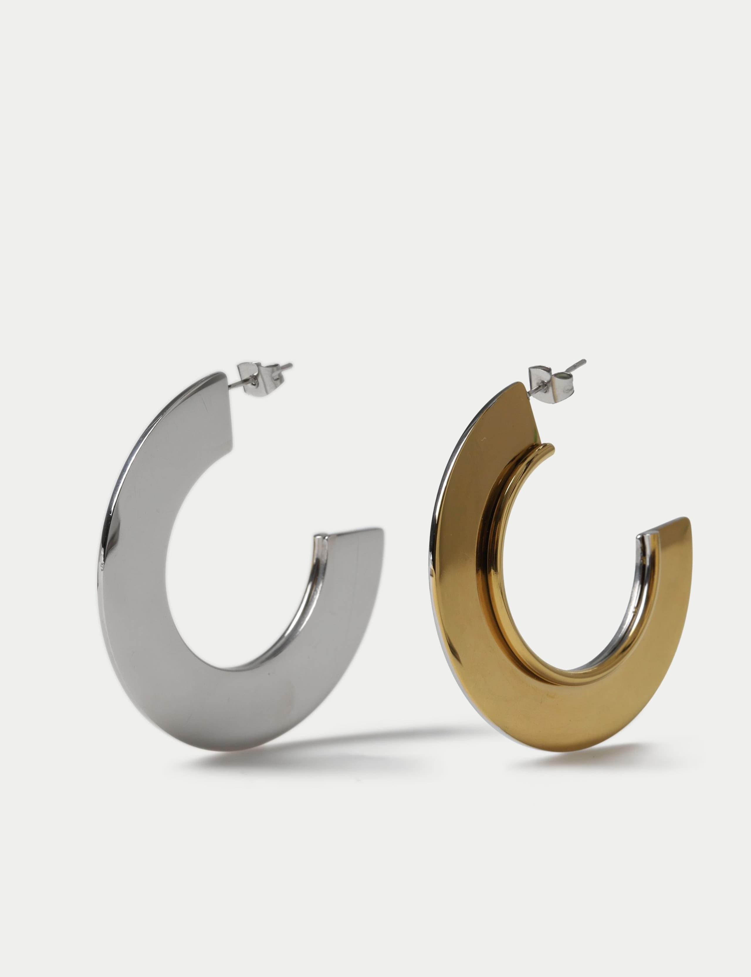 Mixed Metal Blade Hoop Earrings 2 of 2