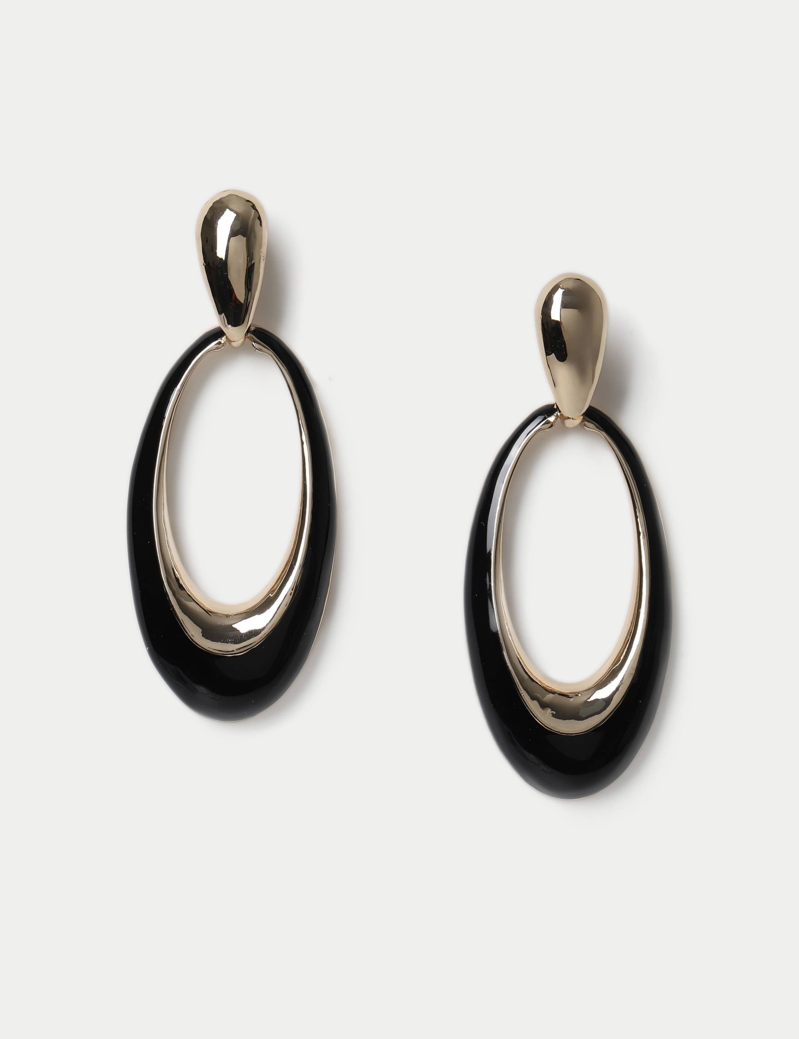 Open Drop Oval Hoop Earrings 1 of 2