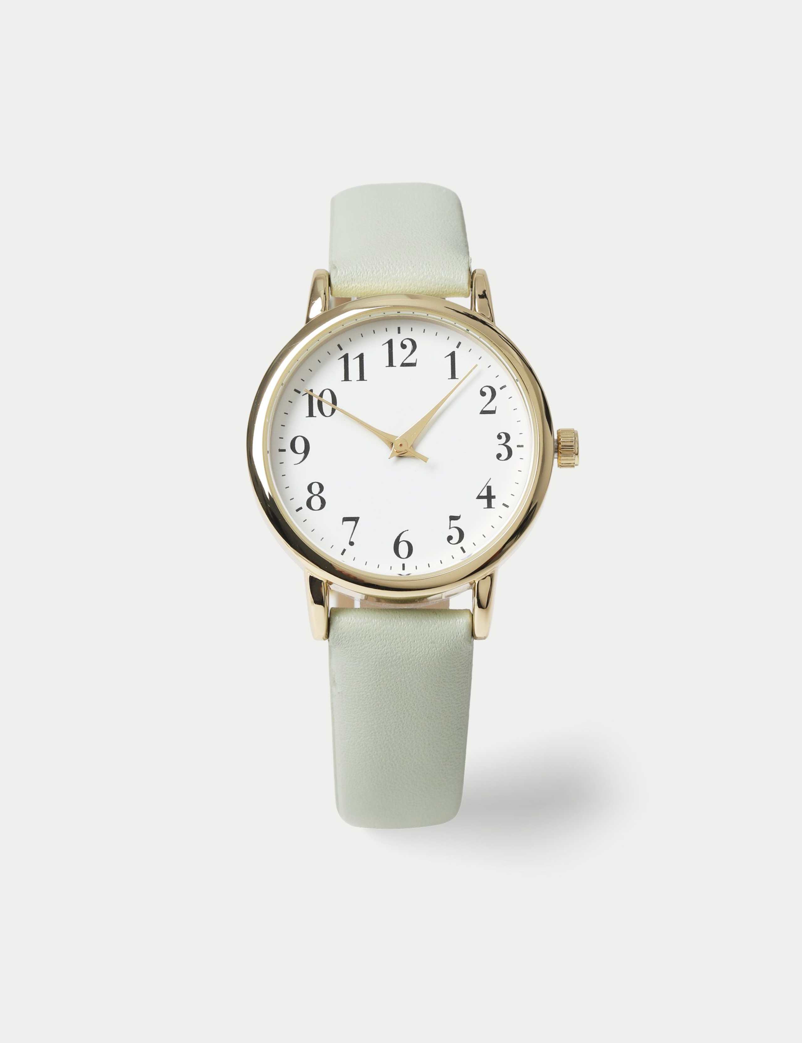Sage Minimalist Faux Leather Strap Watch 1 of 3