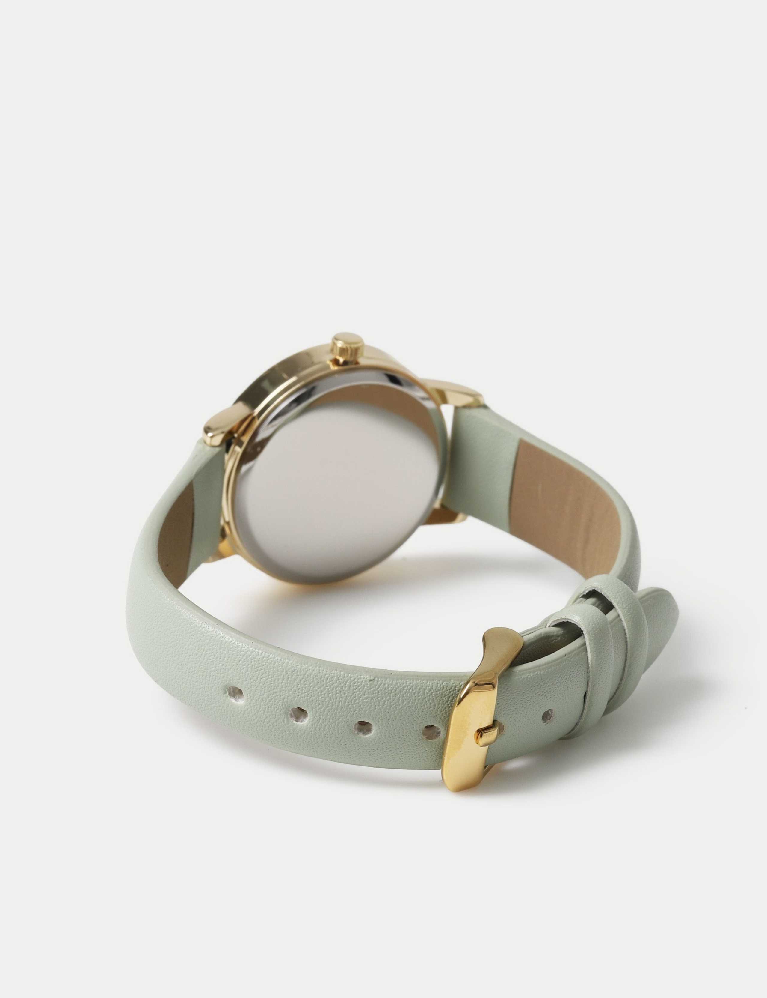 Sage Minimalist Faux Leather Strap Watch 2 of 3