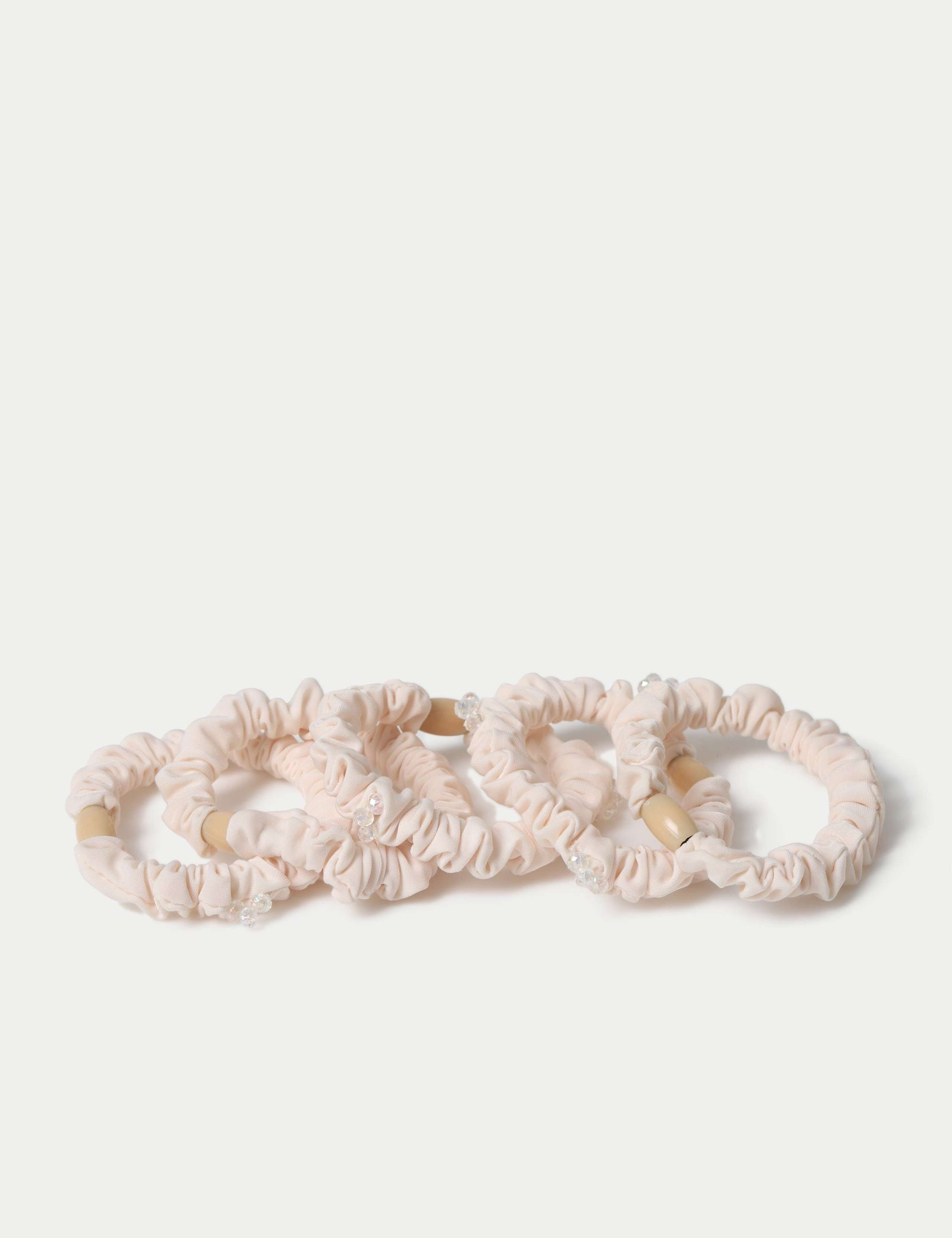 5 Pack Cream Bead Scrunchie 1 of 2