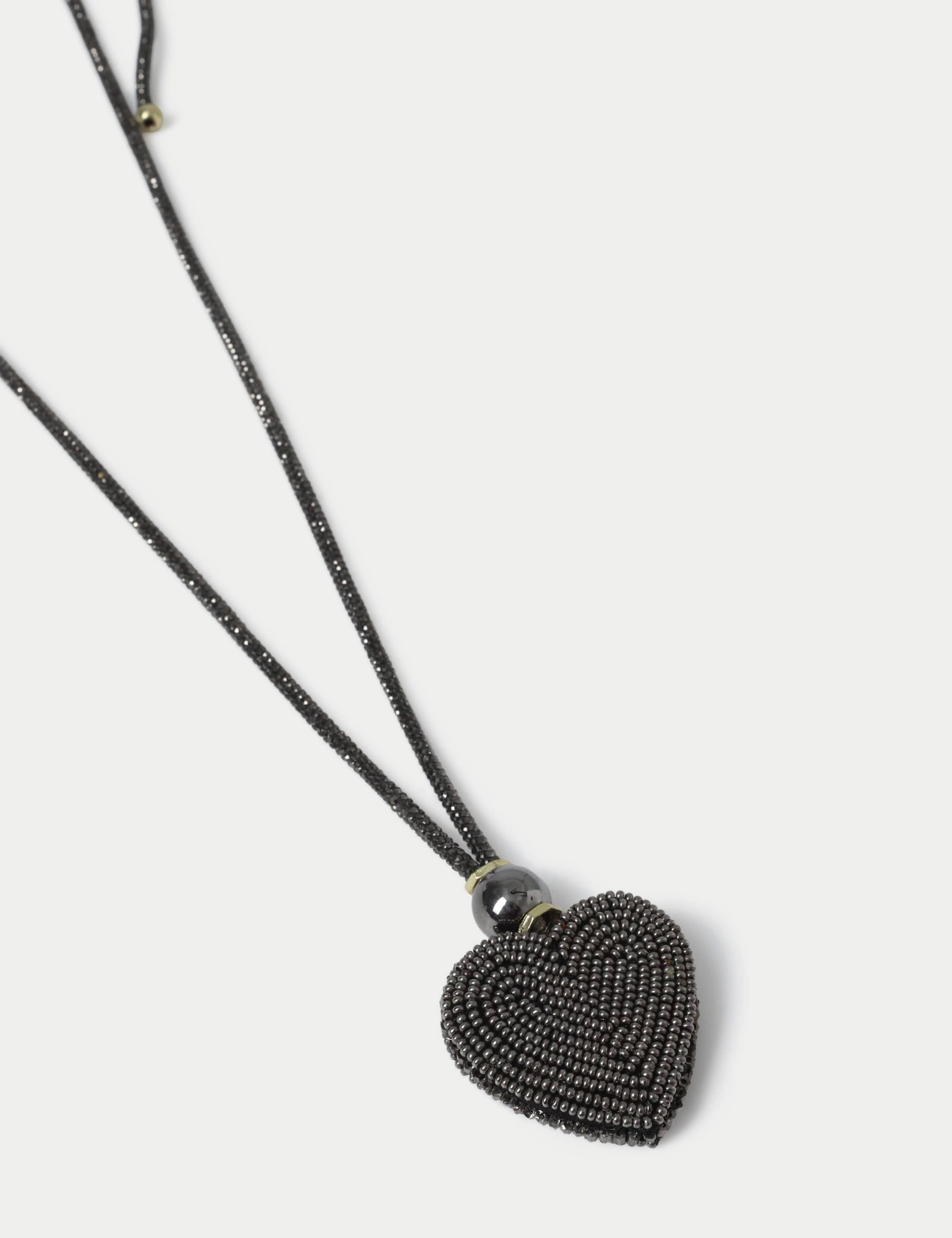 Beaded Heart Long Pendant Necklace 2 of 2
