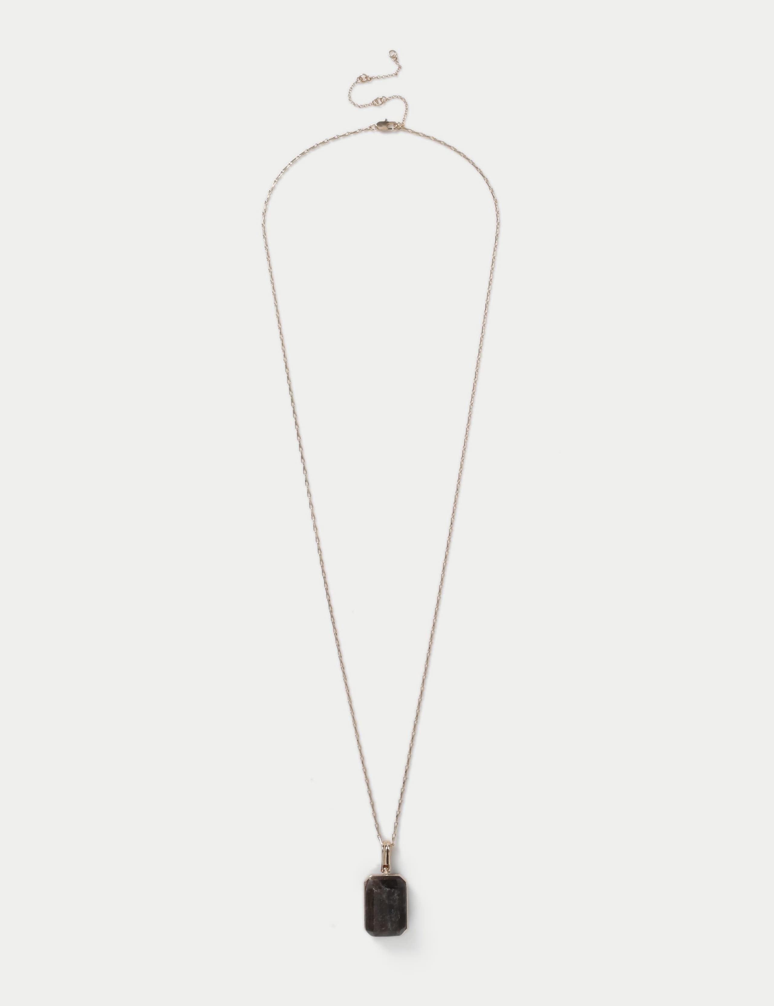 Grey Natural Stone Pendant Necklace 1 of 2