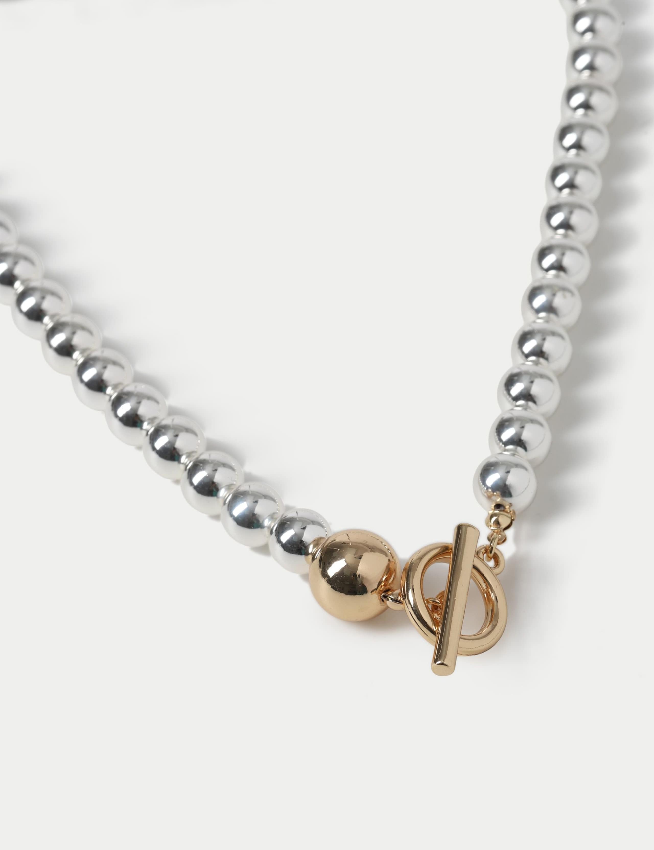 Mixed Metal Sphere T-Bar Necklace 2 of 2