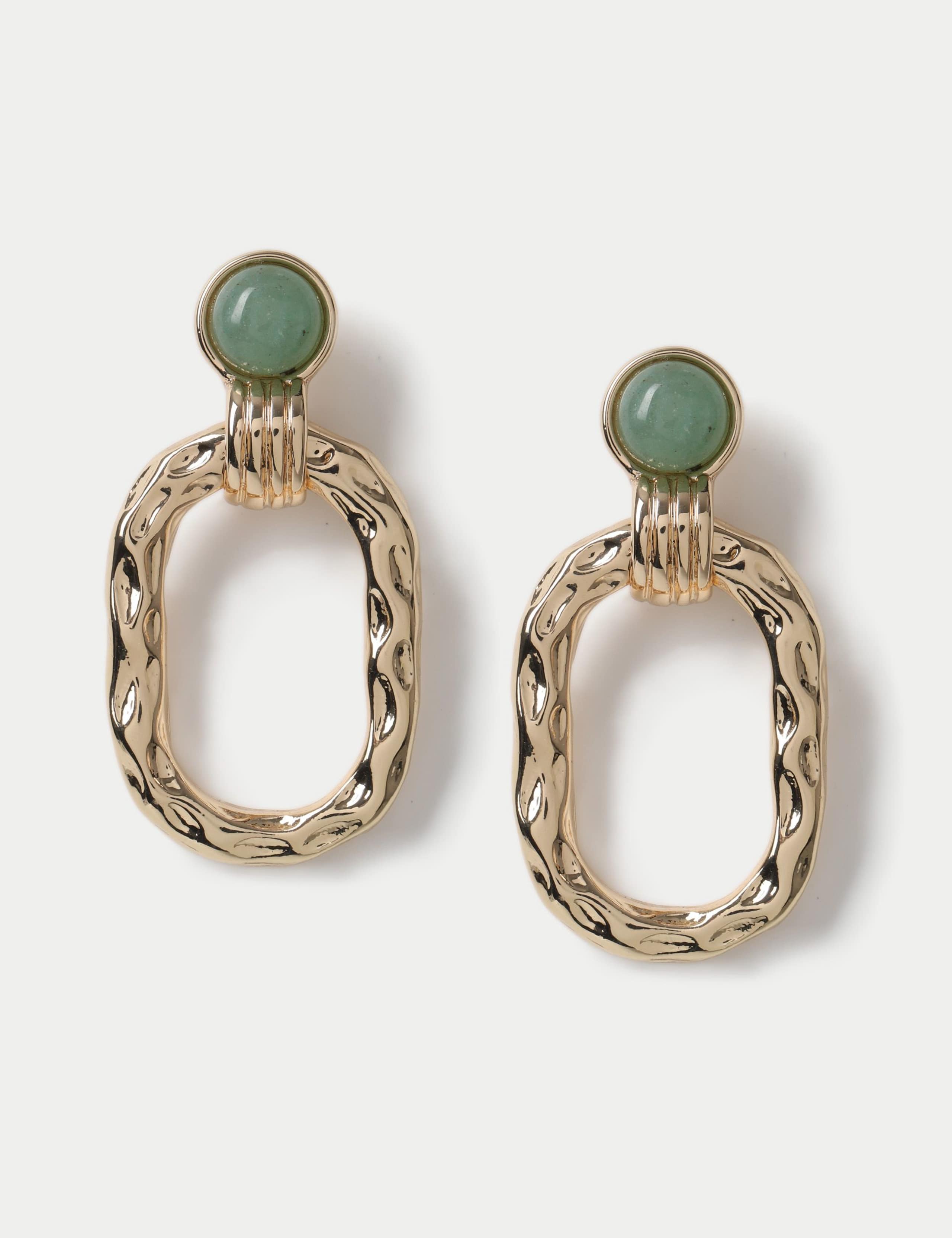 Natural Stone Link Door Knocker Earrings 1 of 2