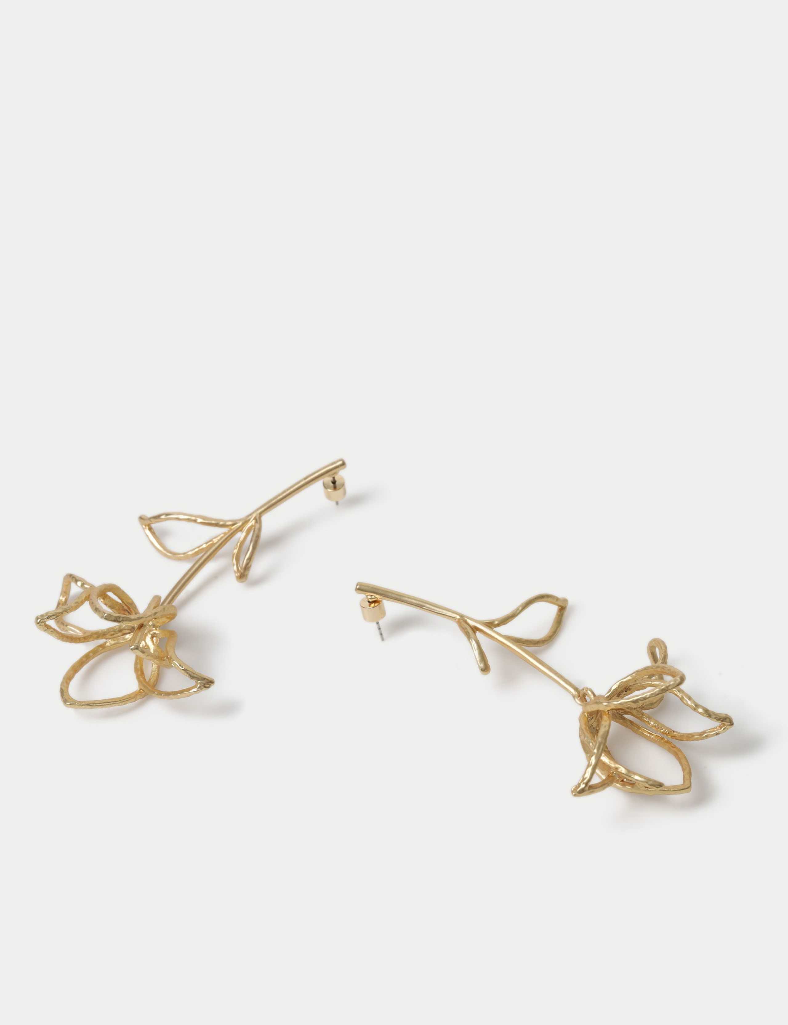 Casted Brushed Drop Earrings 2 of 2