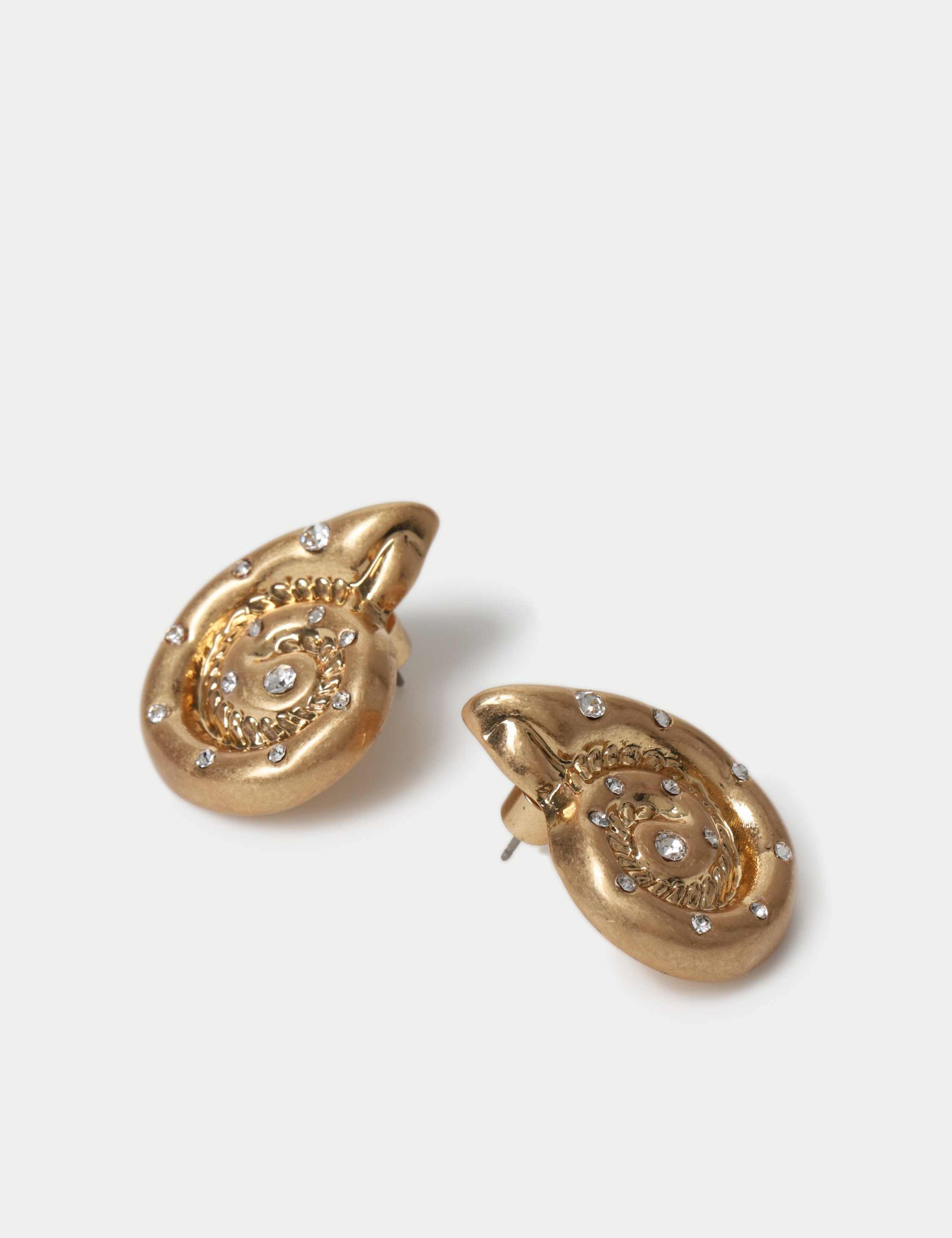 Crystal Detail Shell Stud Earring 2 of 2