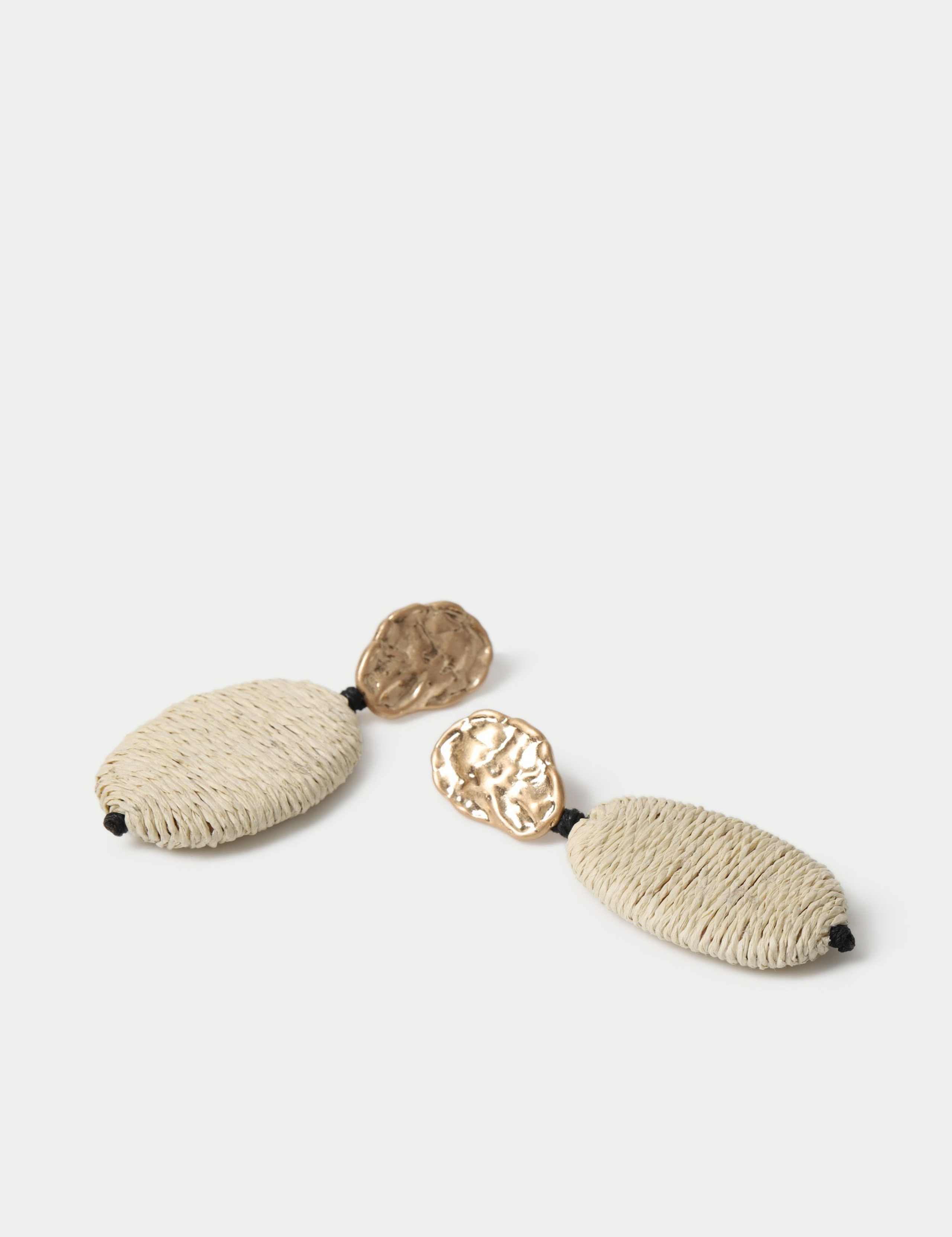 Oversized Raffia Wrapped Drop Earrings 2 of 2