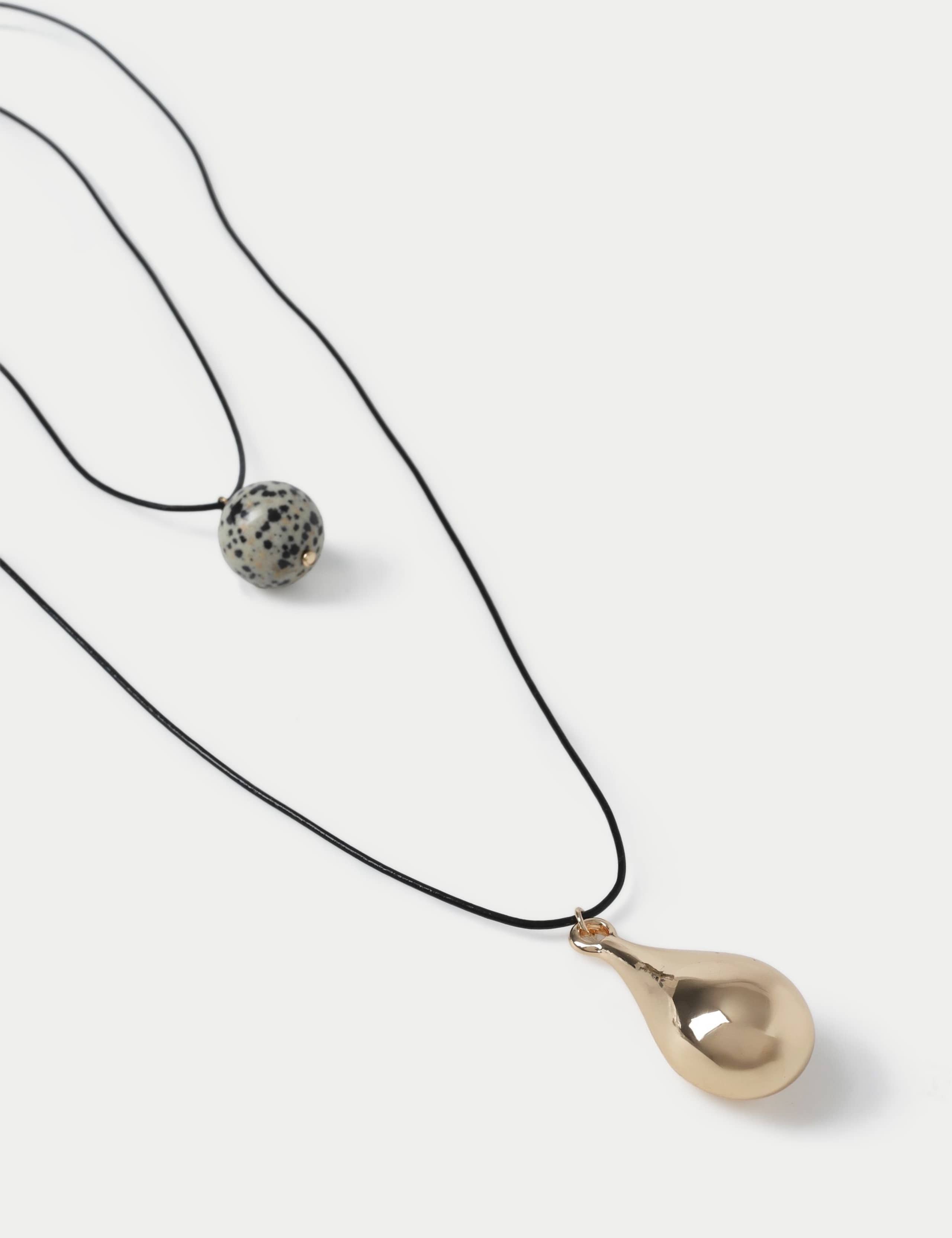 Ceramic Multirow Long Pendant Necklace 2 of 2