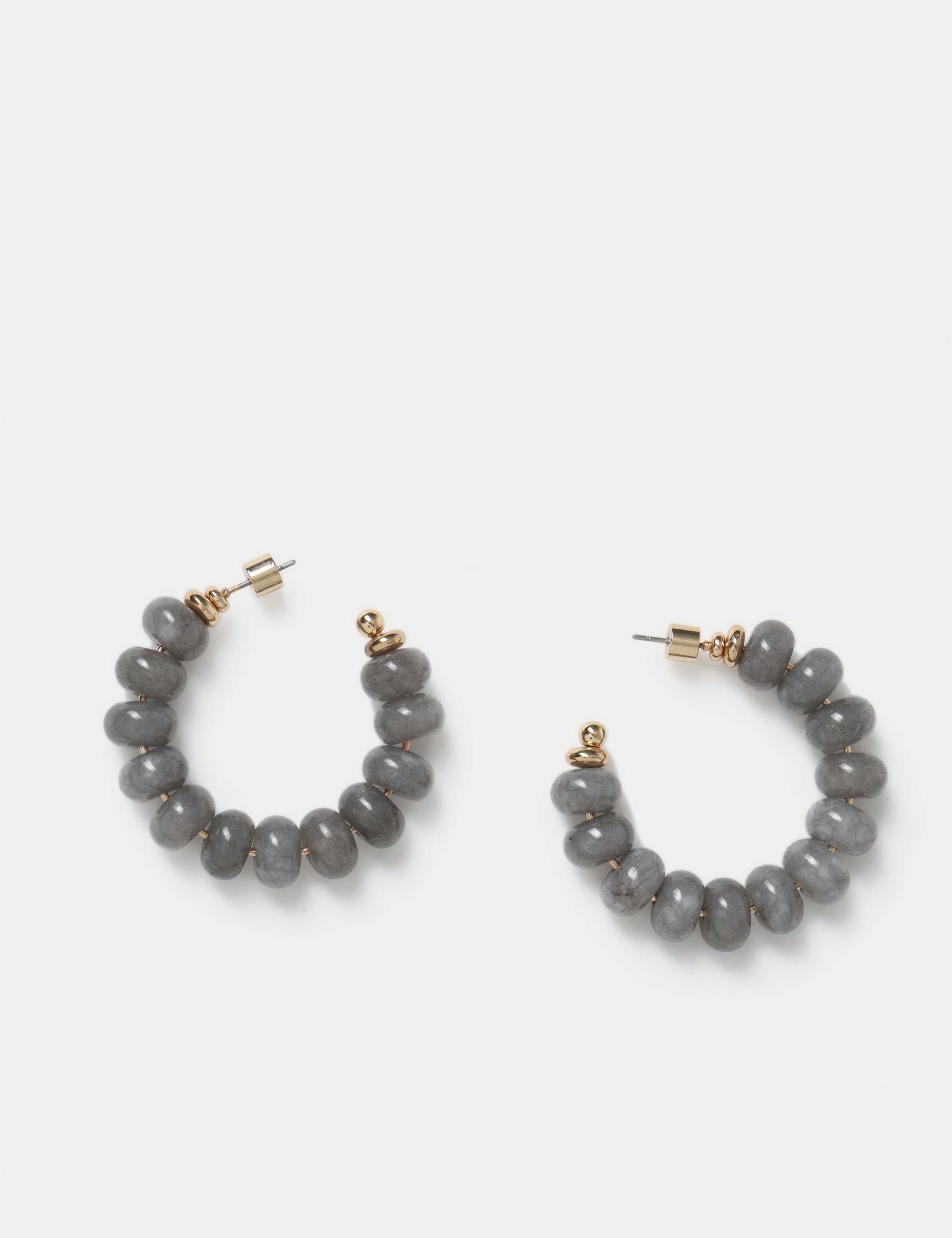 Faceted Natural Stone Hoop Earrings 2 of 3