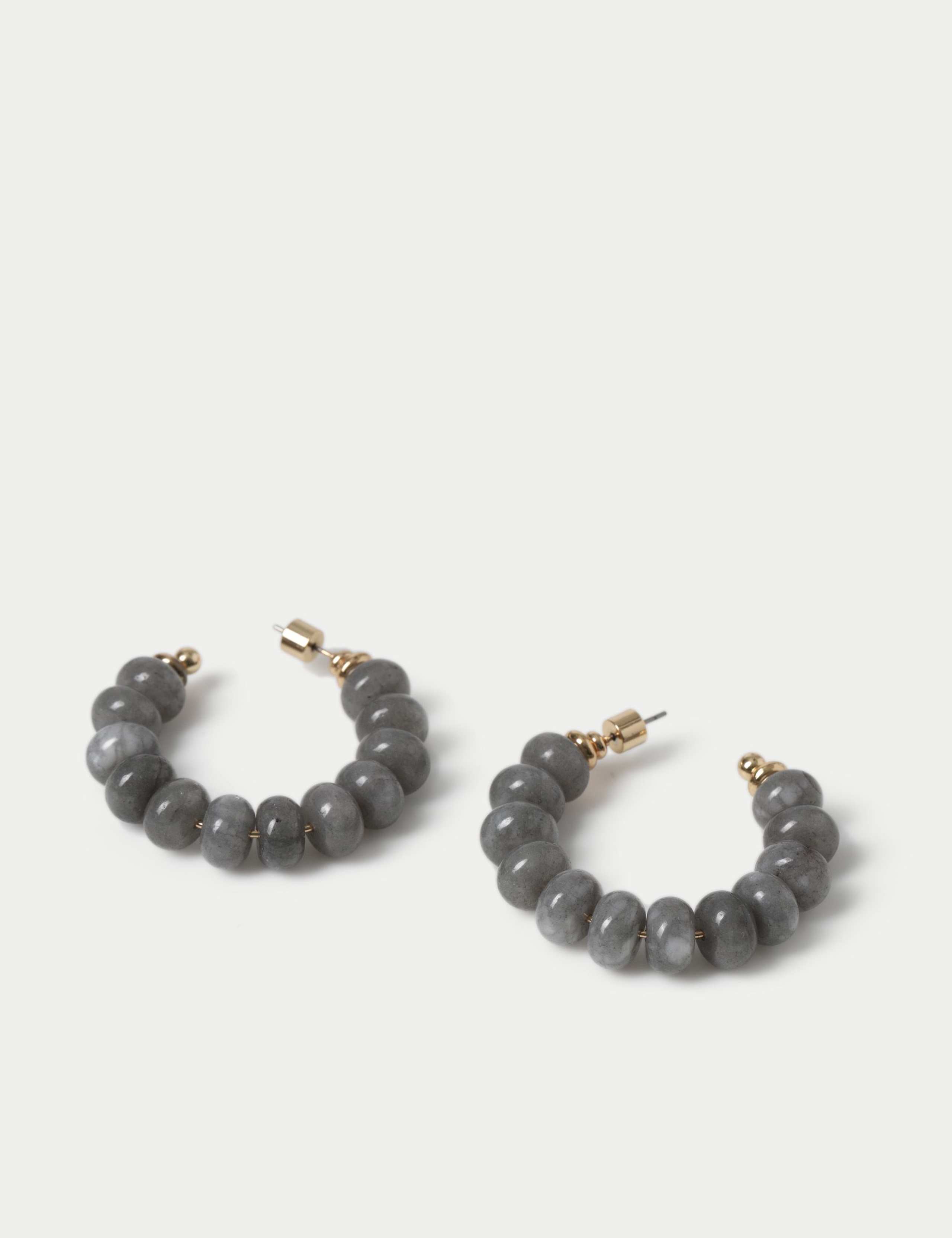 Faceted Natural Stone Hoop Earrings 3 of 3