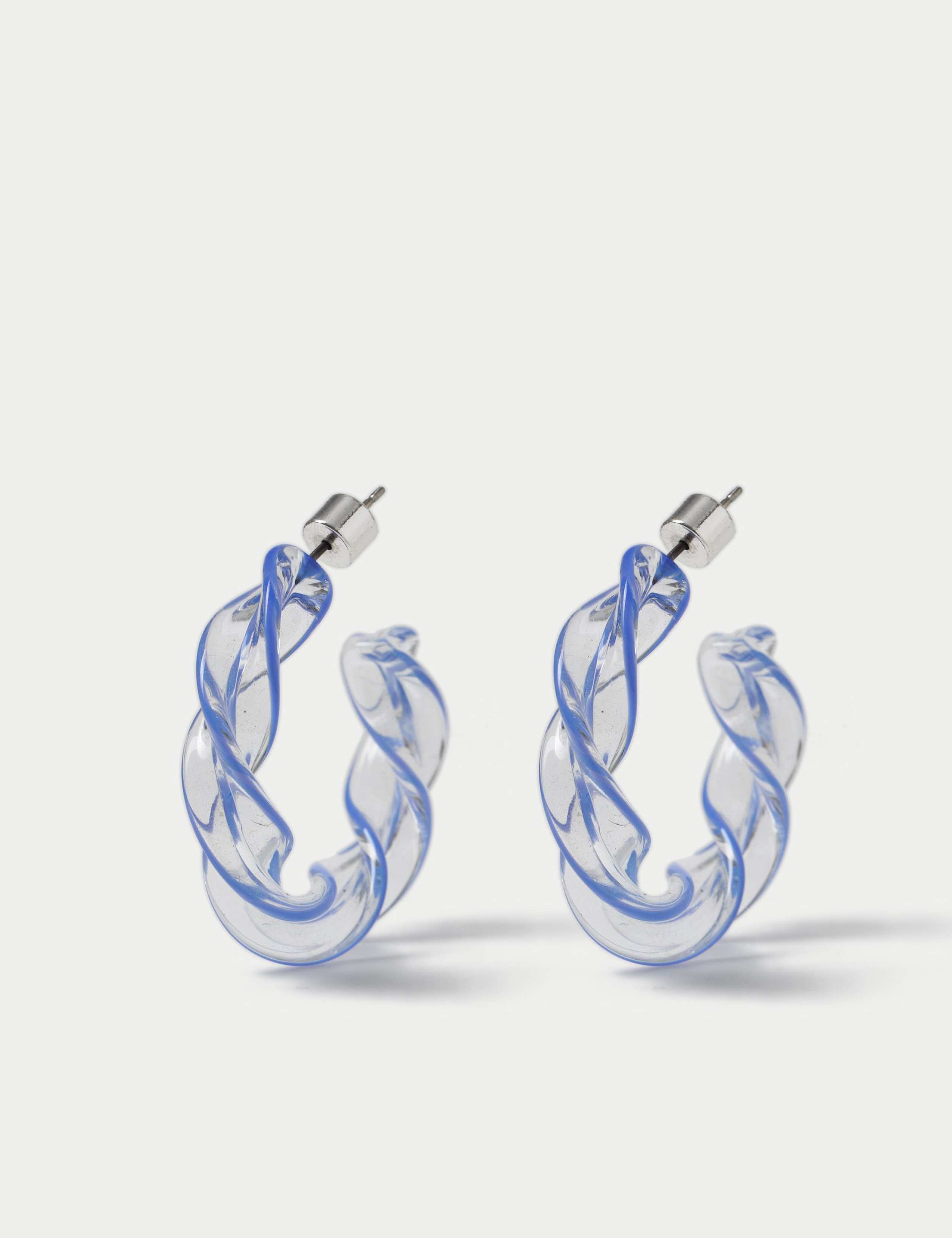 Glass Twist Hoop Earrings 1 of 2